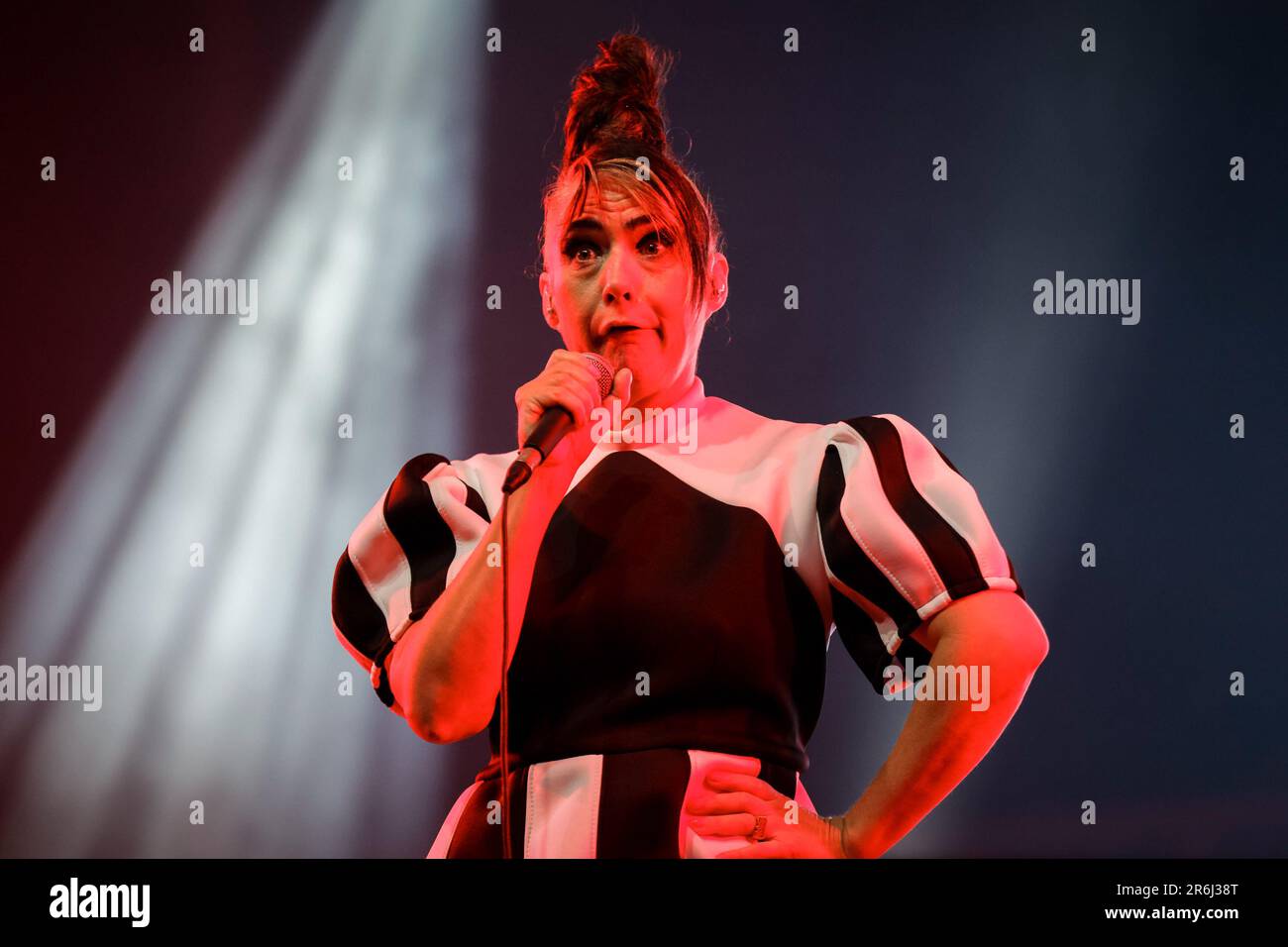 Porto, Portugal. 09. Juni 2023. Die amerikanische Electronic-Rockband Le Tigre tritt auf der Bühne des Primavera Sound in Porto auf. Kredit: SOPA Images Limited/Alamy Live News Stockfoto