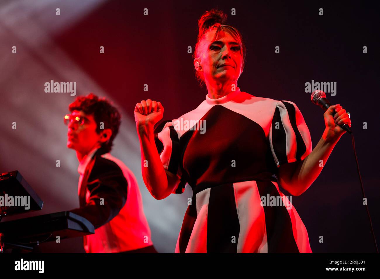 Porto, Portugal. 09. Juni 2023. Die amerikanische Electronic-Rockband Le Tigre tritt auf der Bühne des Primavera Sound in Porto auf. Kredit: SOPA Images Limited/Alamy Live News Stockfoto