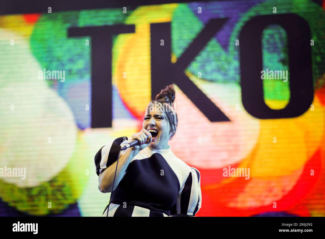 Porto, Portugal. 09. Juni 2023. Die amerikanische Electronic-Rockband Le Tigre tritt auf der Bühne des Primavera Sound in Porto auf. Kredit: SOPA Images Limited/Alamy Live News Stockfoto