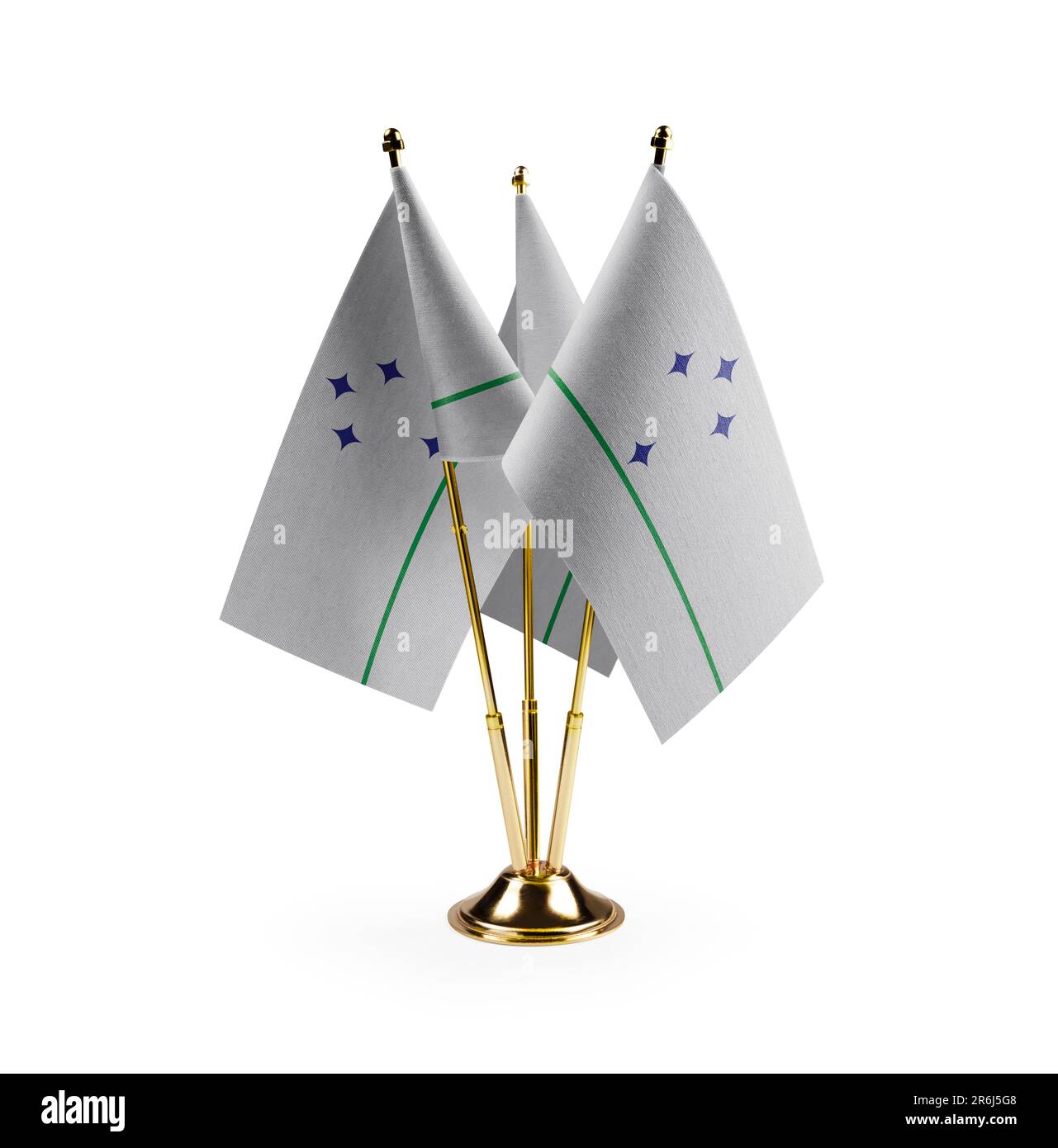 Kleine Nationalflaggen des Mercosur auf weißem Hintergrund. Stockfoto