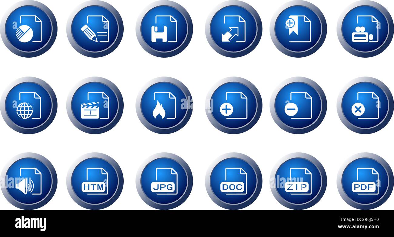 Symbole für Dokument- und Dateiformate Stock Vektor