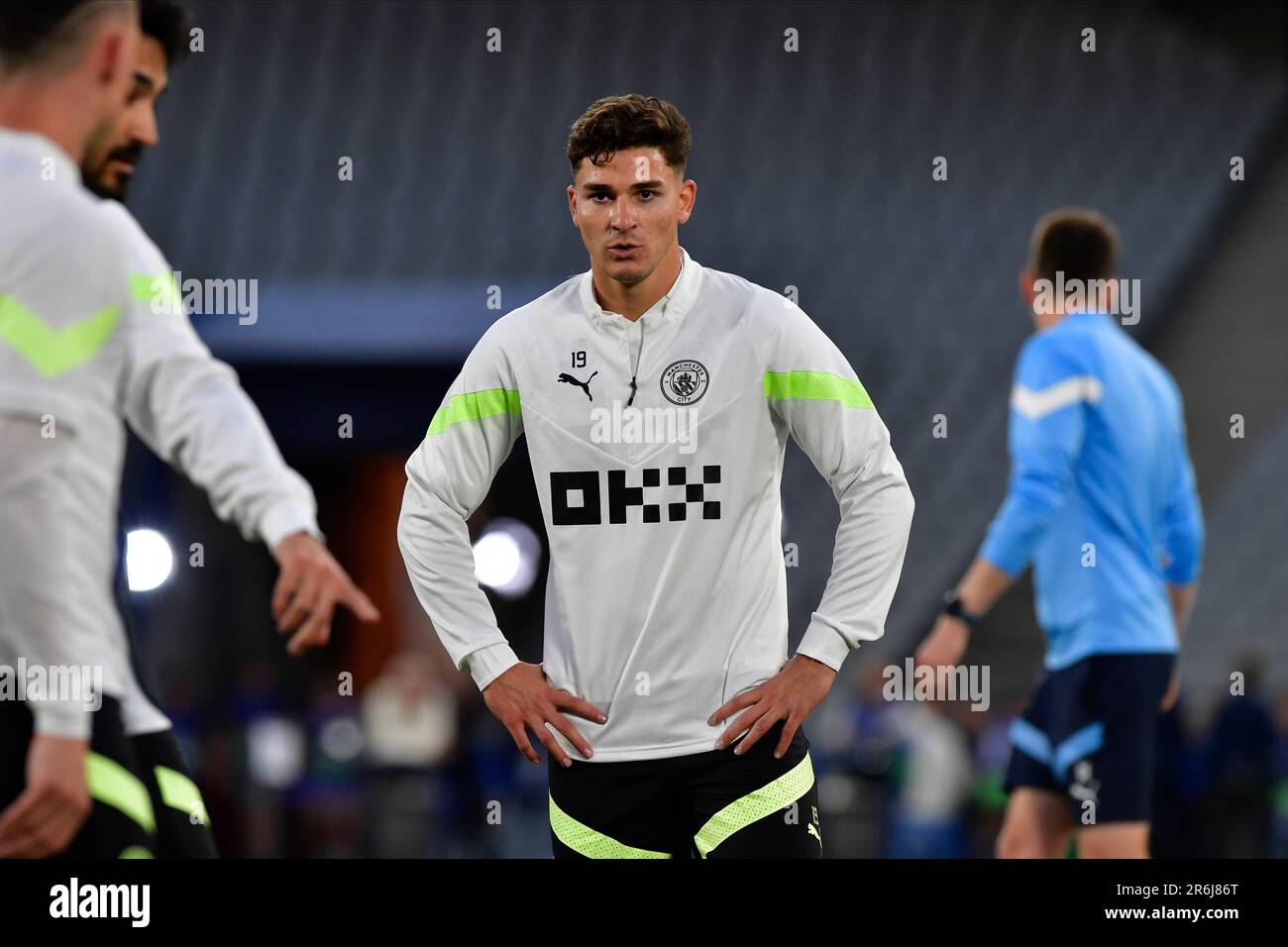 Istanbul, Türkei. 09. Juni 2023. Julian Alvarez (19) aus Manchester City wurde während eines letzten Trainings vor dem Finale der UEFA Champions League zwischen Manchester City und Inter im Atatürk-Stadion in Istanbul gesehen. (Foto: Gonzales Photo/Alamy Live News Stockfoto