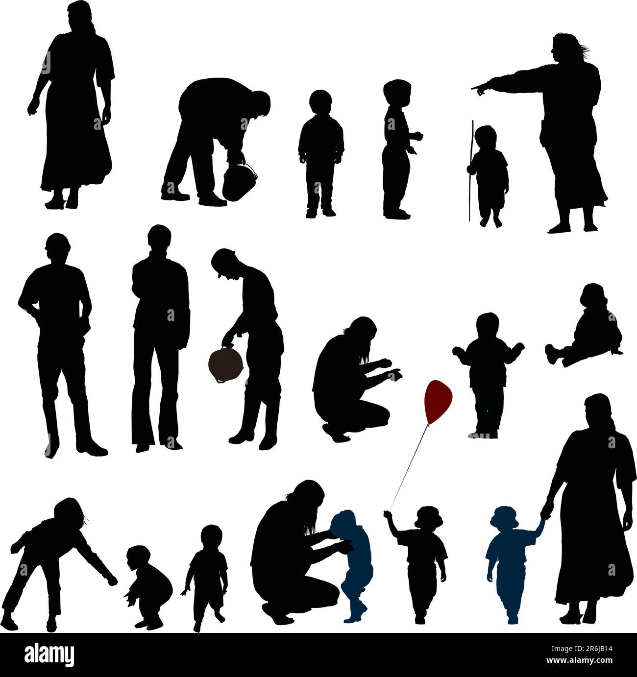 Vector Silhouetten von Mutter, Vater und Kind (jungen, Mädchen) Stock Vektor