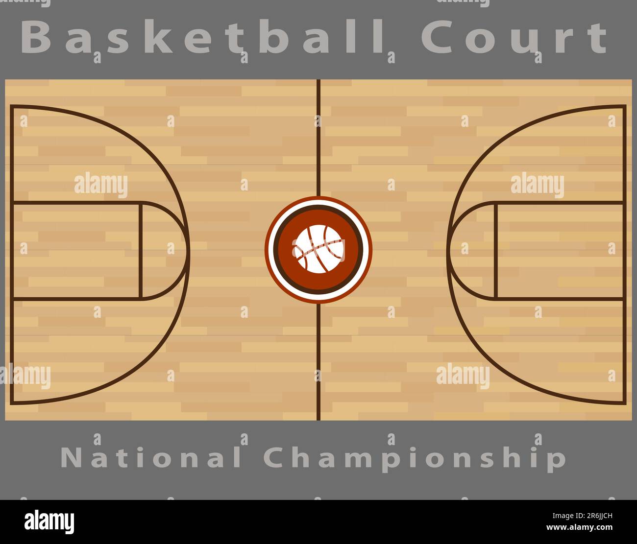 Ein Übersichtsbild ein Basketballfeld. Stock Vektor