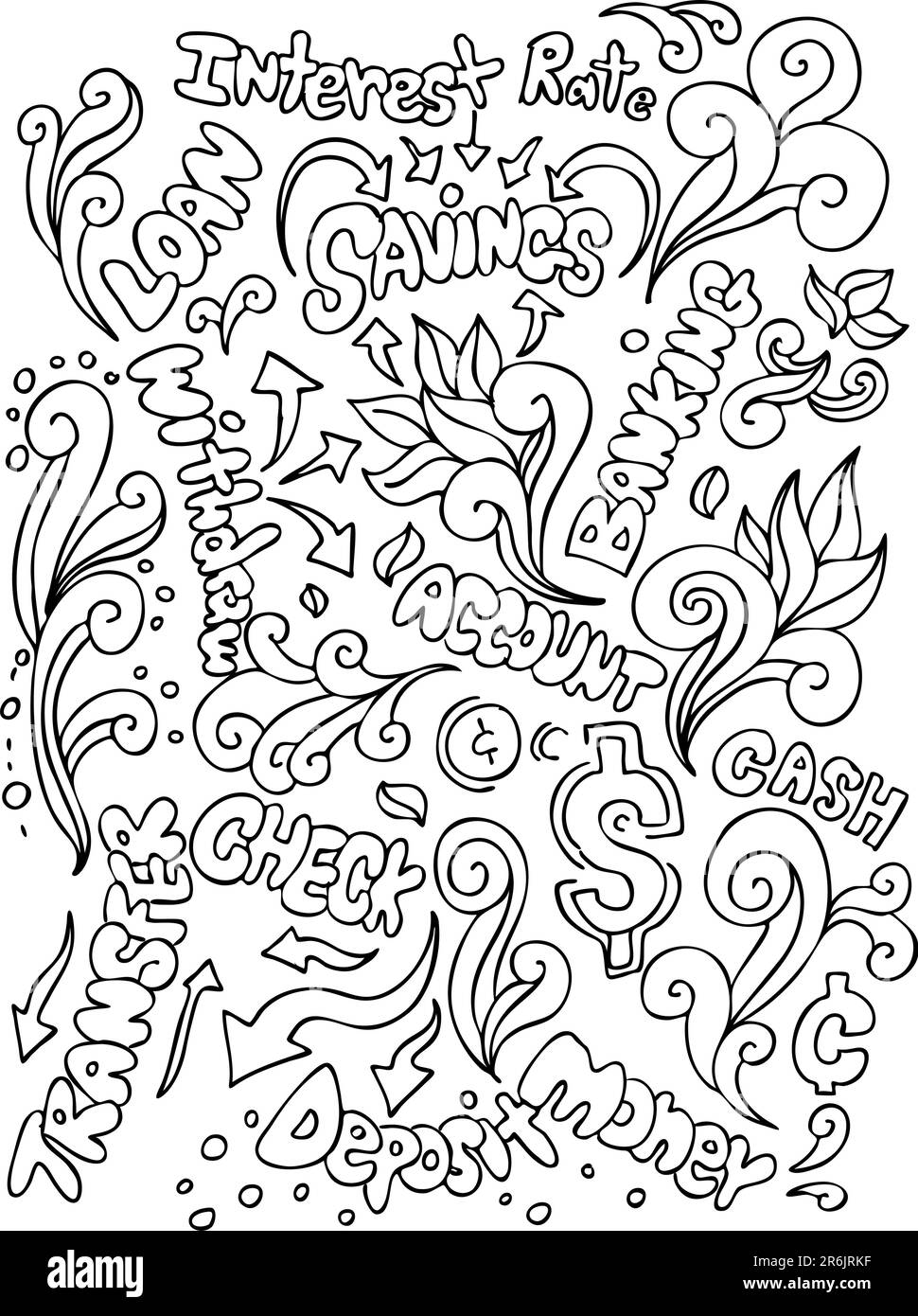 Ein Bild der finanziellen Worte - Collage-Stil. Stock Vektor