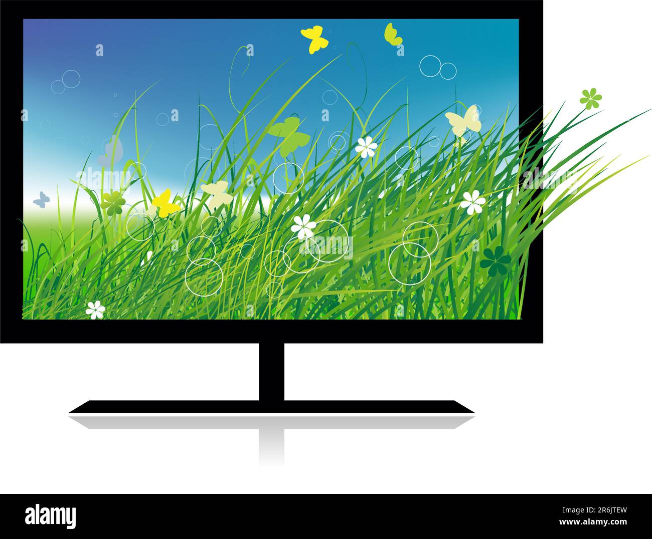 Sommerwiese am monitor tv Stock Vektor