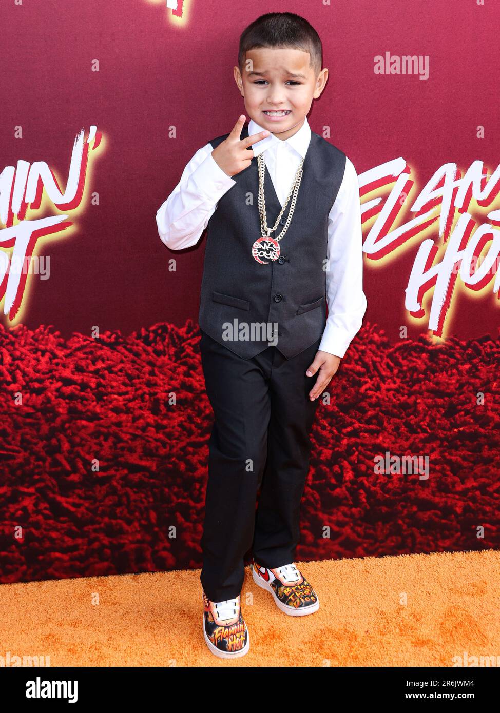 HOLLYWOOD, LOS ANGELES, KALIFORNIEN, USA - 09. JUNI: Brice Gonzalez trifft am 9. Juni 2023 auf der Hollywood American Legion Post 43 im Hollywood Legion Theater in Hollywood, Los Angeles, Kalifornien, USA auf der Los Angeles Special Screening of Searchlight Pictures' „Flamin' Hot“ ein. (Foto von Xavier Collin/Image Press Agency) Stockfoto