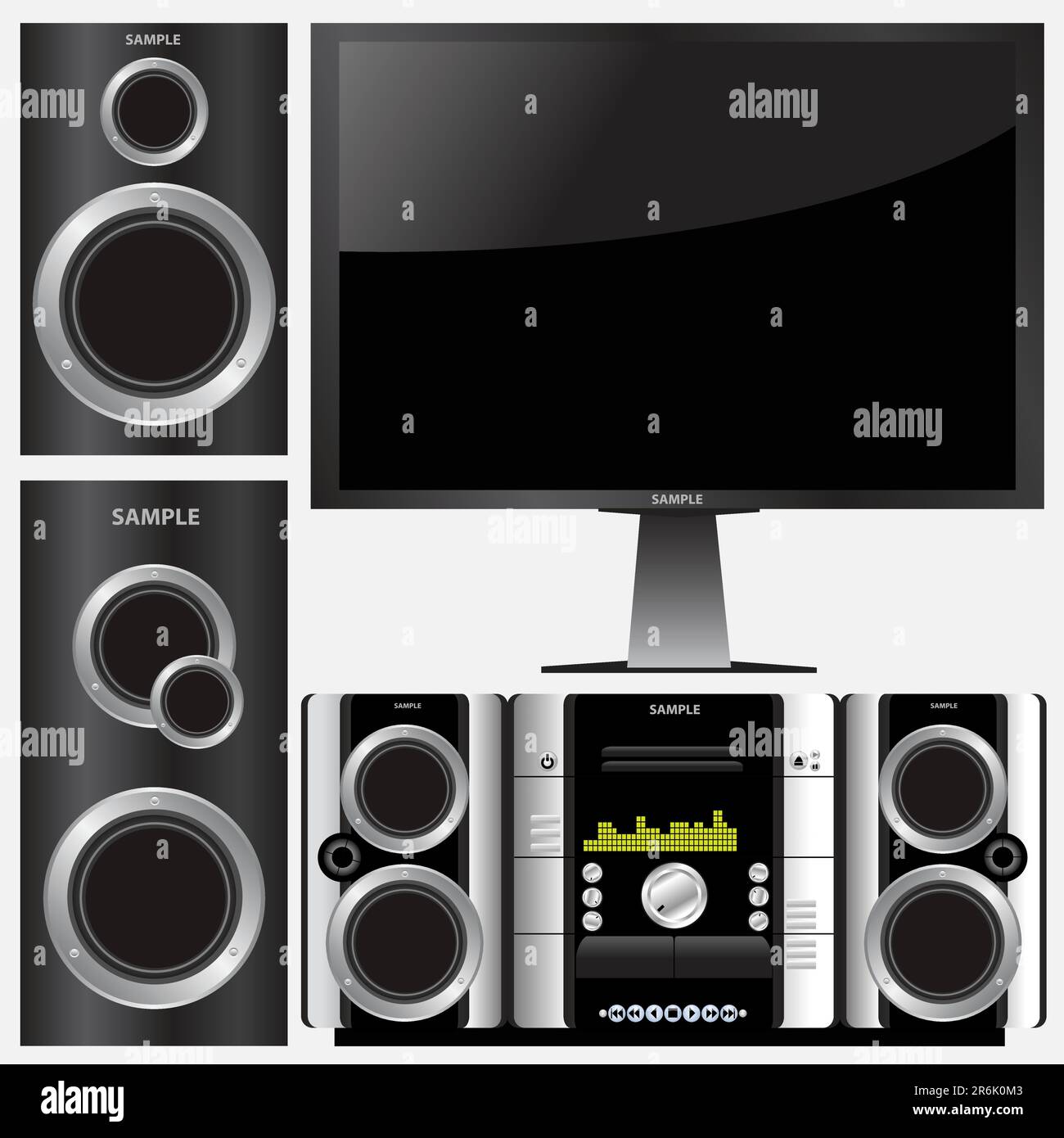 vektorset eines Surround-Stereo-Systems Stock Vektor