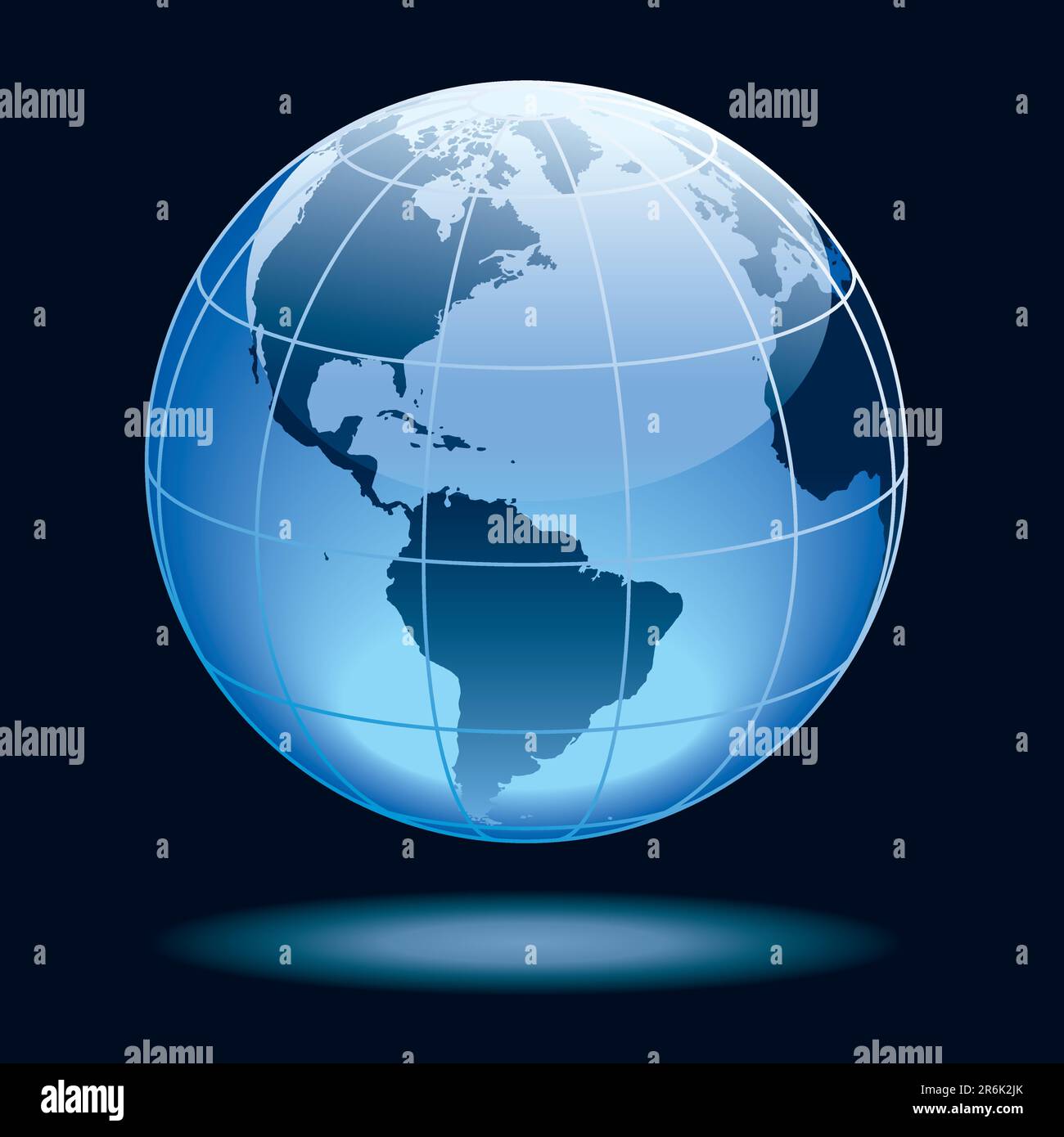 Die Welt zeigt Erde mit den Kontinenten Nord- und Südamerika. Stock Vektor