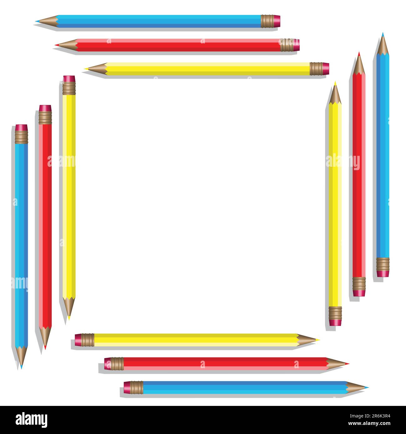 16 Farbstifte auf weißem Hintergrund. Vektor Stock Vektor
