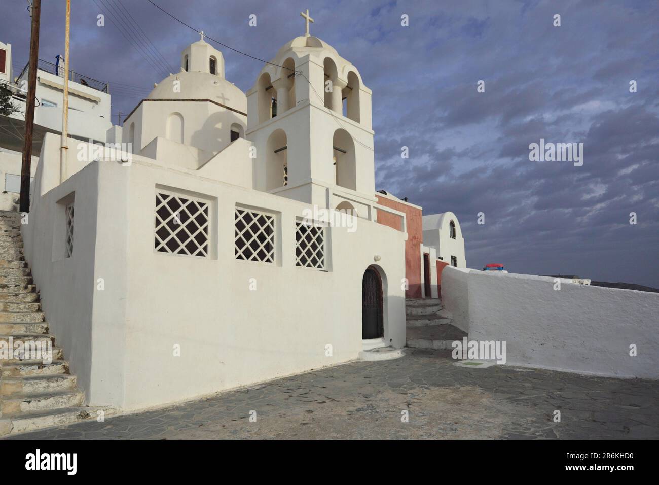 Kirche, Fira, Santorin, Kykladen, Thira, Griechenland Stockfoto