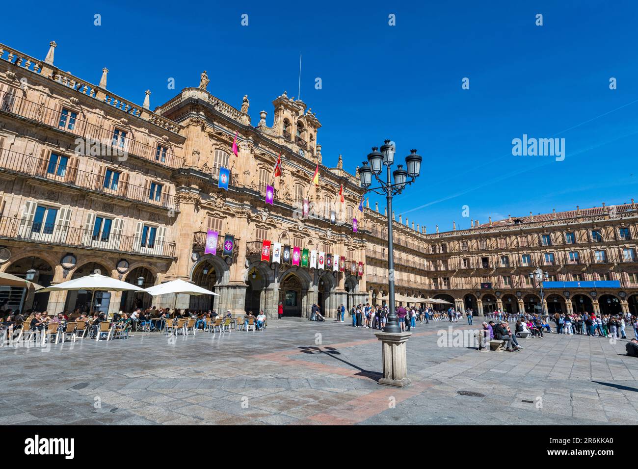 Plaza Mayor, Salamanca, UNESCO-Weltkulturerbe, Kastilien und Leon, Spanien, Europa Stockfoto