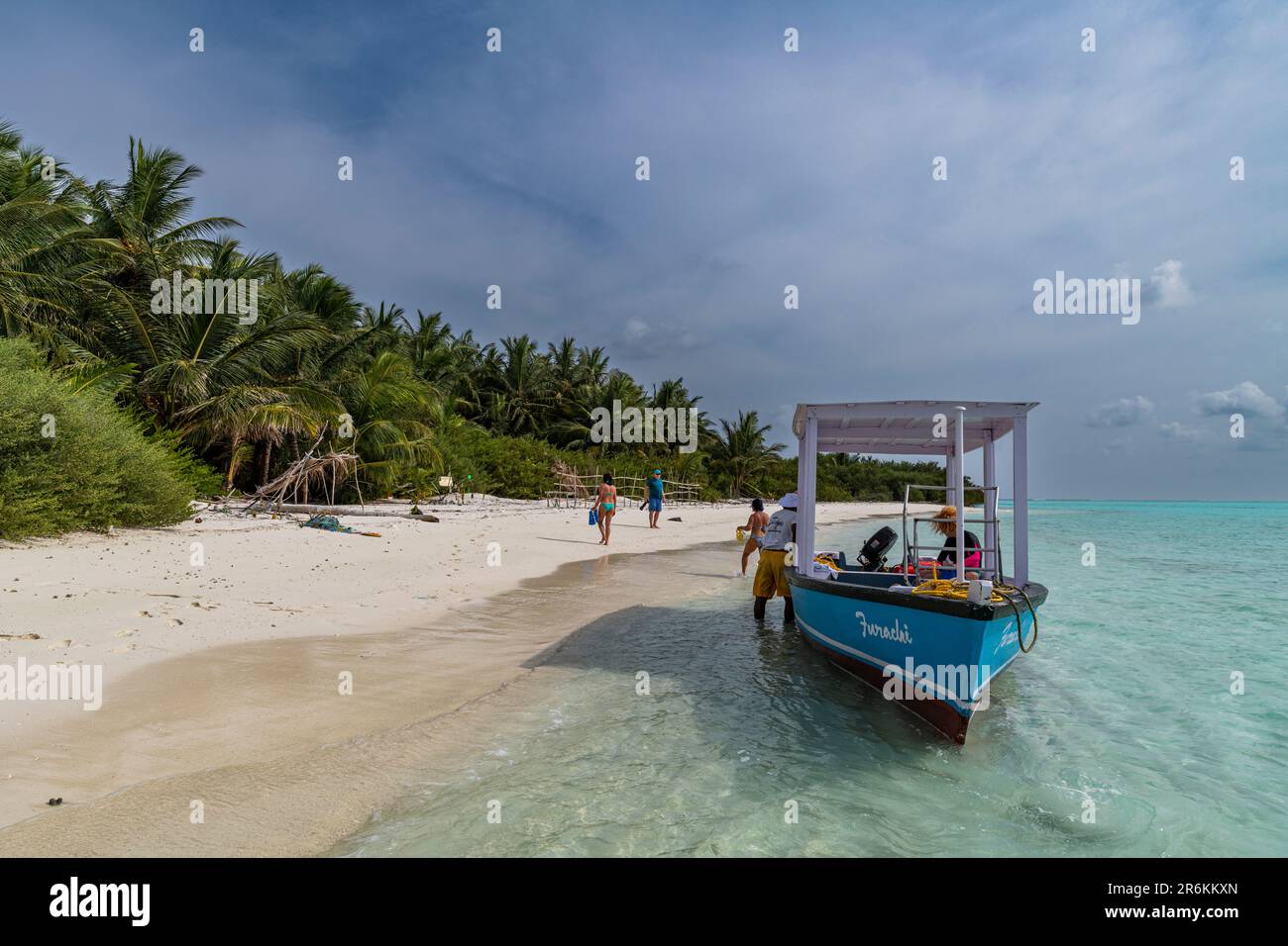 Weißer Sandstrand, Parali 1 Insel, Lakshadweep Inselgruppe, Unionsgebiet Indien, Indischer Ozean, Asien Stockfoto