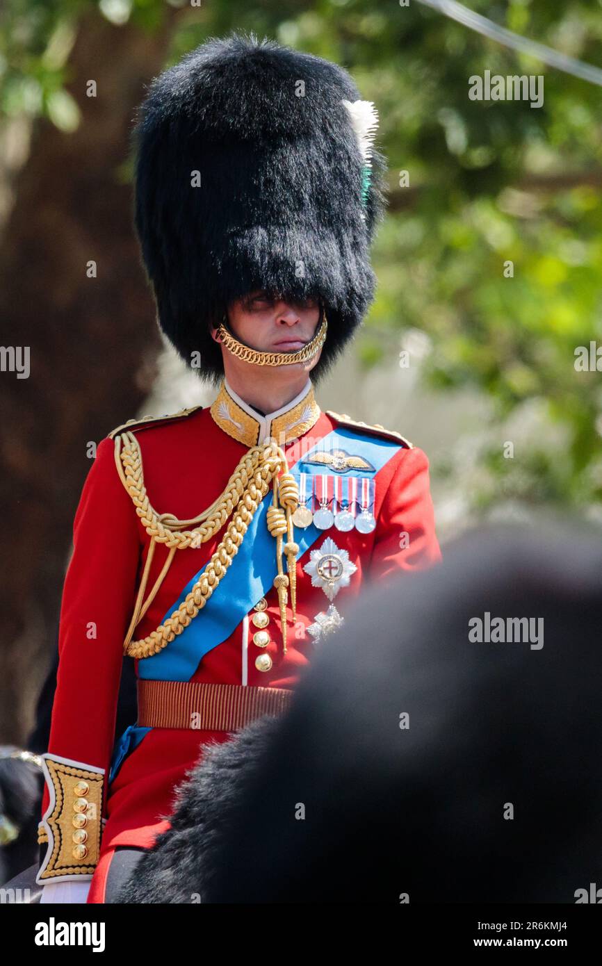 The Mall, London, Großbritannien. 10. Juni 2023 "Der Bericht des Oberst". Trooping the Colour überprüft vom Oberst des Regiments, Oberst der walisischen Garde, Prinz William Prince of Wales, die Colonels Review ist die zweite Probe für die Trooping the Colour Parade, die am 17. Juni 2023 stattfindet. Foto: Amanda Rose/Alamy Live News Stockfoto