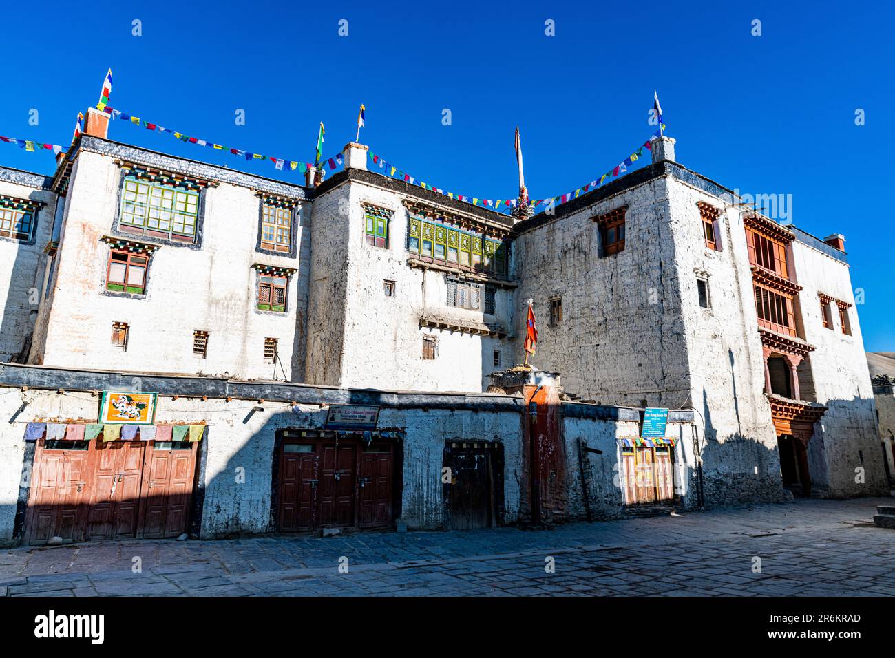 Alter königlicher Palast im ummauerten historischen Zentrum, Lo Manthang, Königreich Mustang, Himalaya, Nepal, Asien Stockfoto