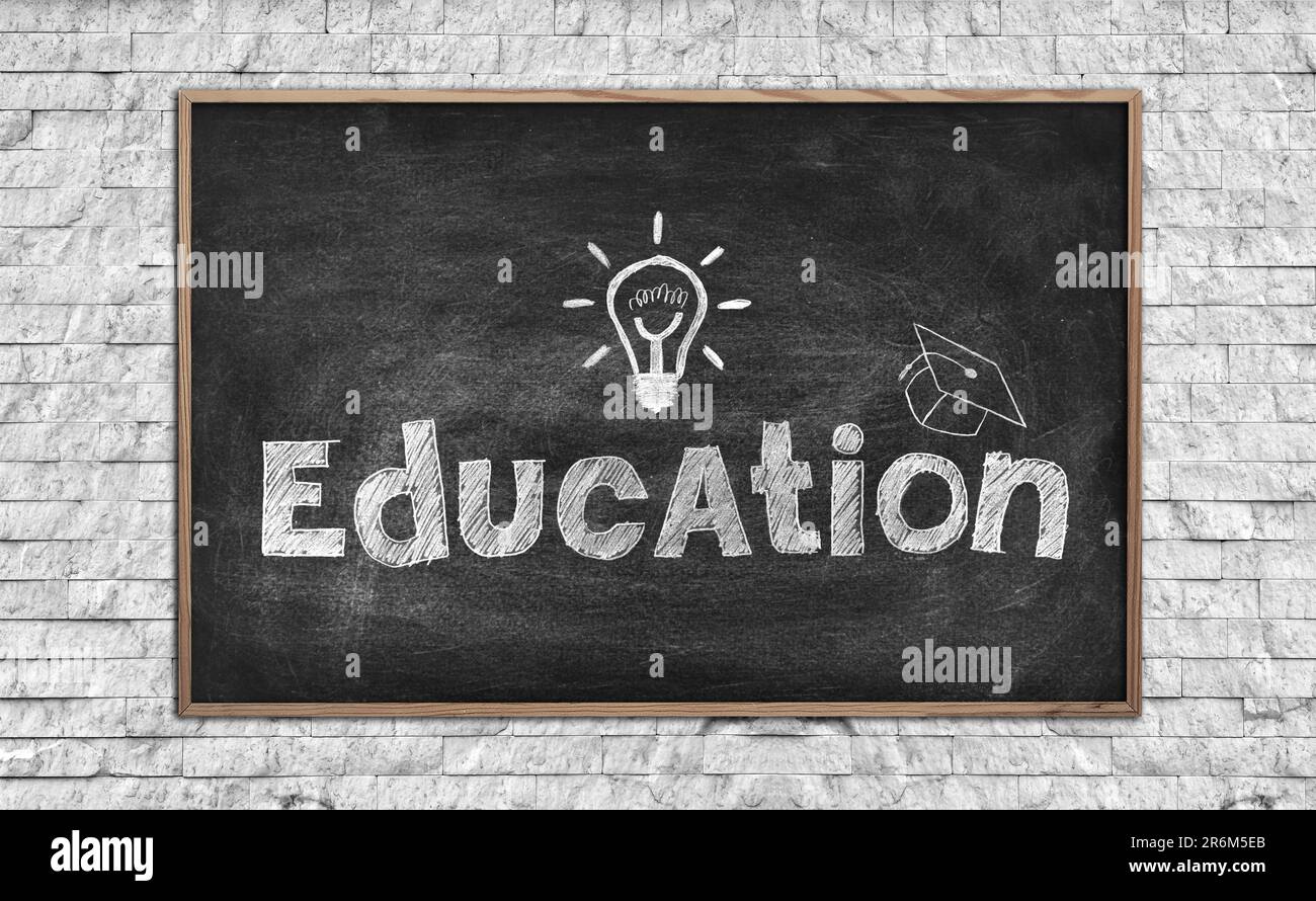 Tafel mit Zeichnerunterricht, Nahaufnahme Stockfoto