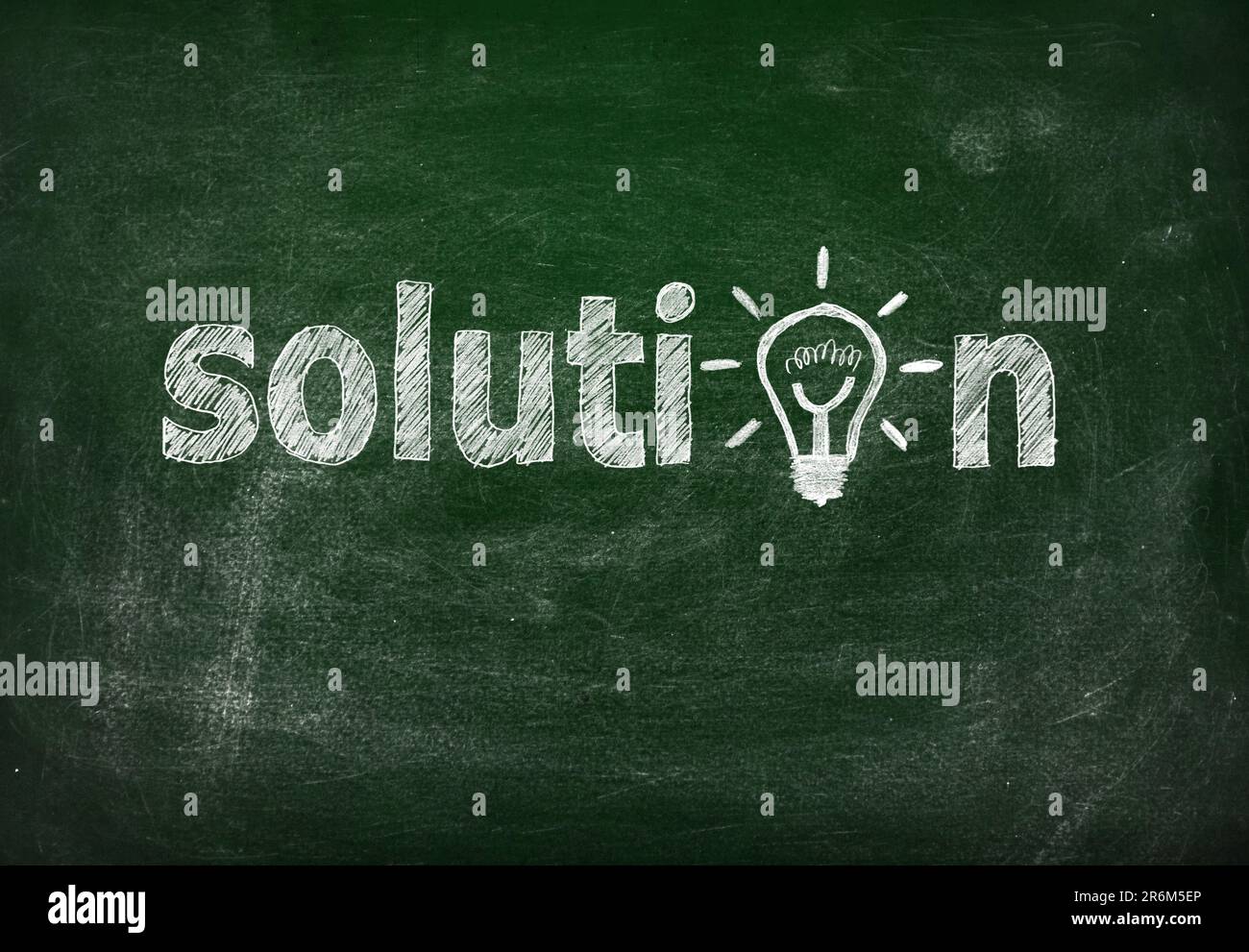 Grüne Tafel mit Zeichenlösung, Nahaufnahme Stockfoto