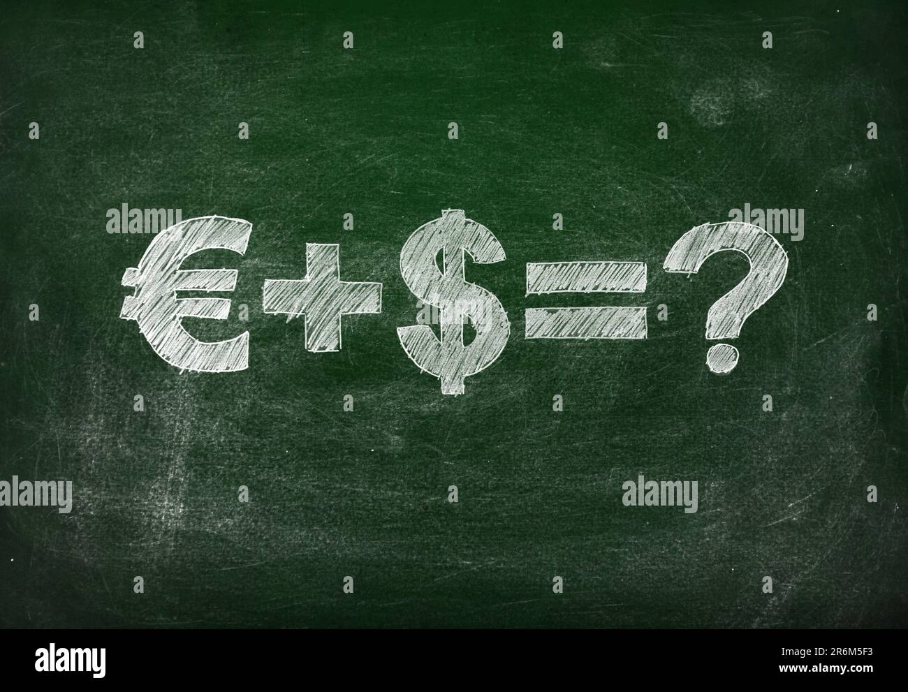 Grüne Tafel mit Geldformel, Nahaufnahme Stockfoto