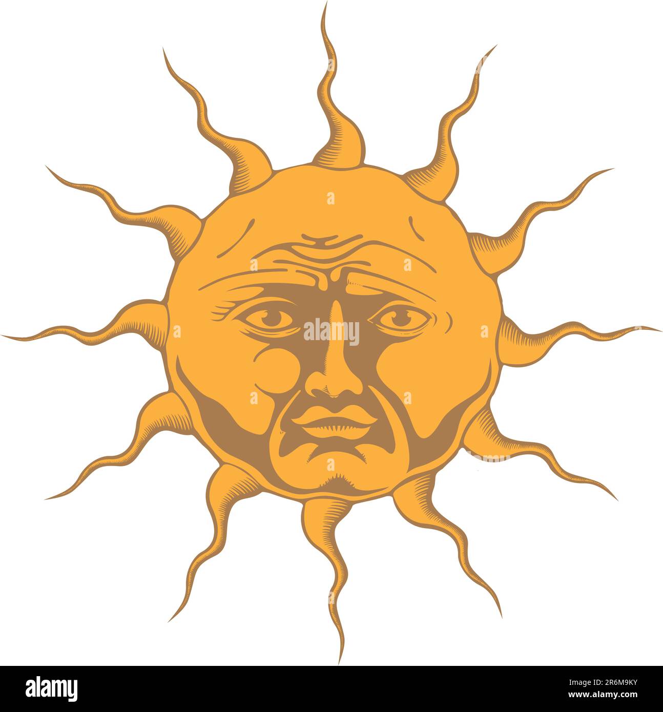 Das Symbol der unbesiegten Sonne. Die Sonne. Astrologisches, religiöses oder nur Sommersymbol. Stock Vektor