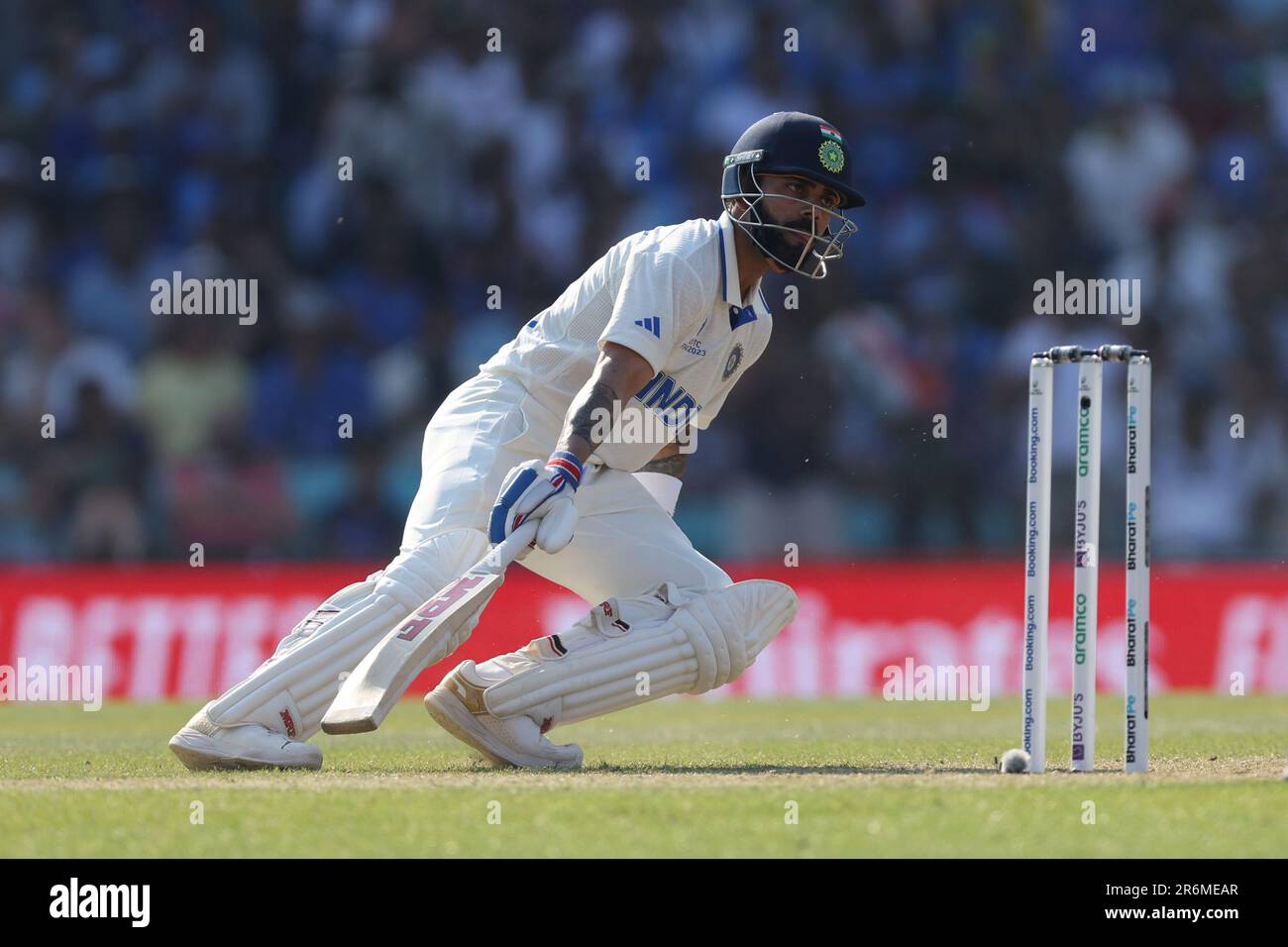 Indiens Virat Kohli läuft am vierten Tag des ICC-Weltmeisterschaftsfinalspiels im Oval, London, zwischen den Wickets. Foto: Samstag, 10. Juni 2023. Stockfoto