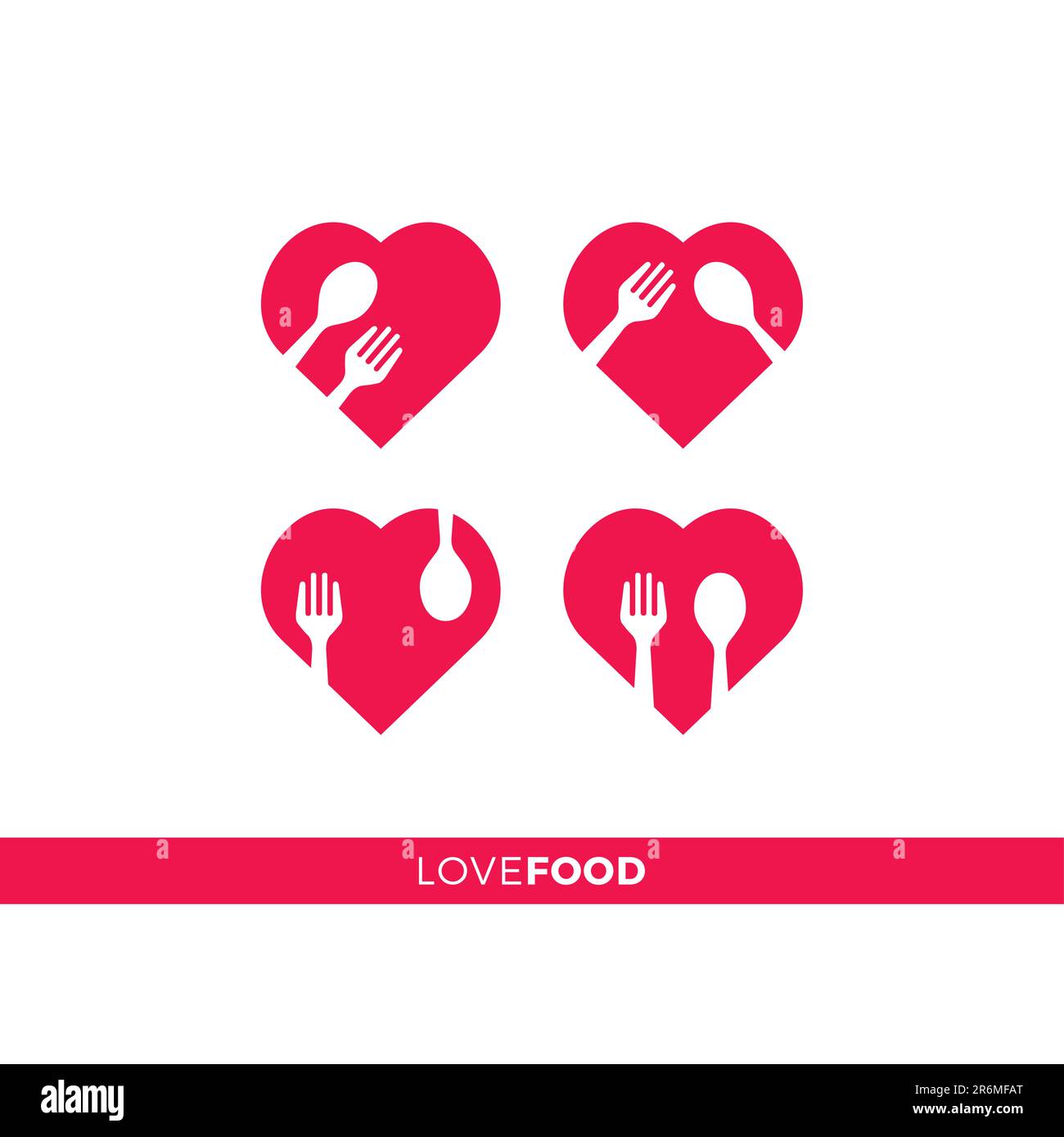 Love Food Logo-Symbole. Set Icon Food Stock Vektor