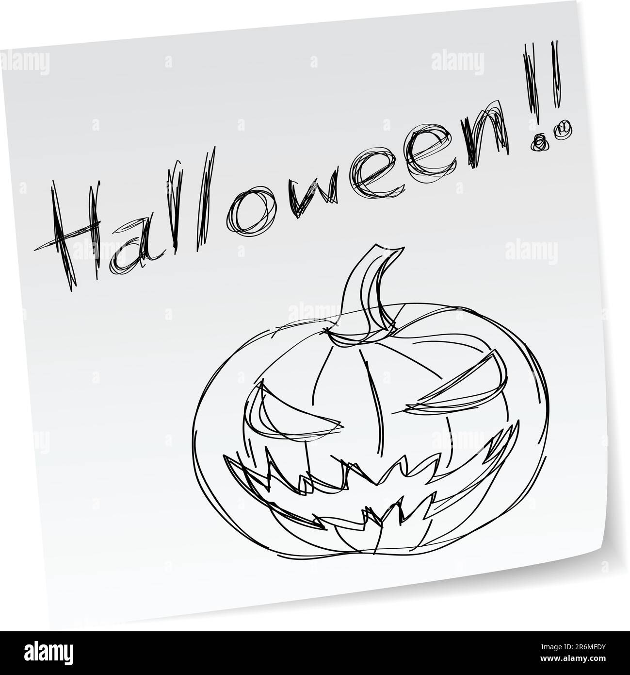 eine Notiz mit handgezeichneten Halloween Thema Nachricht. Stock Vektor