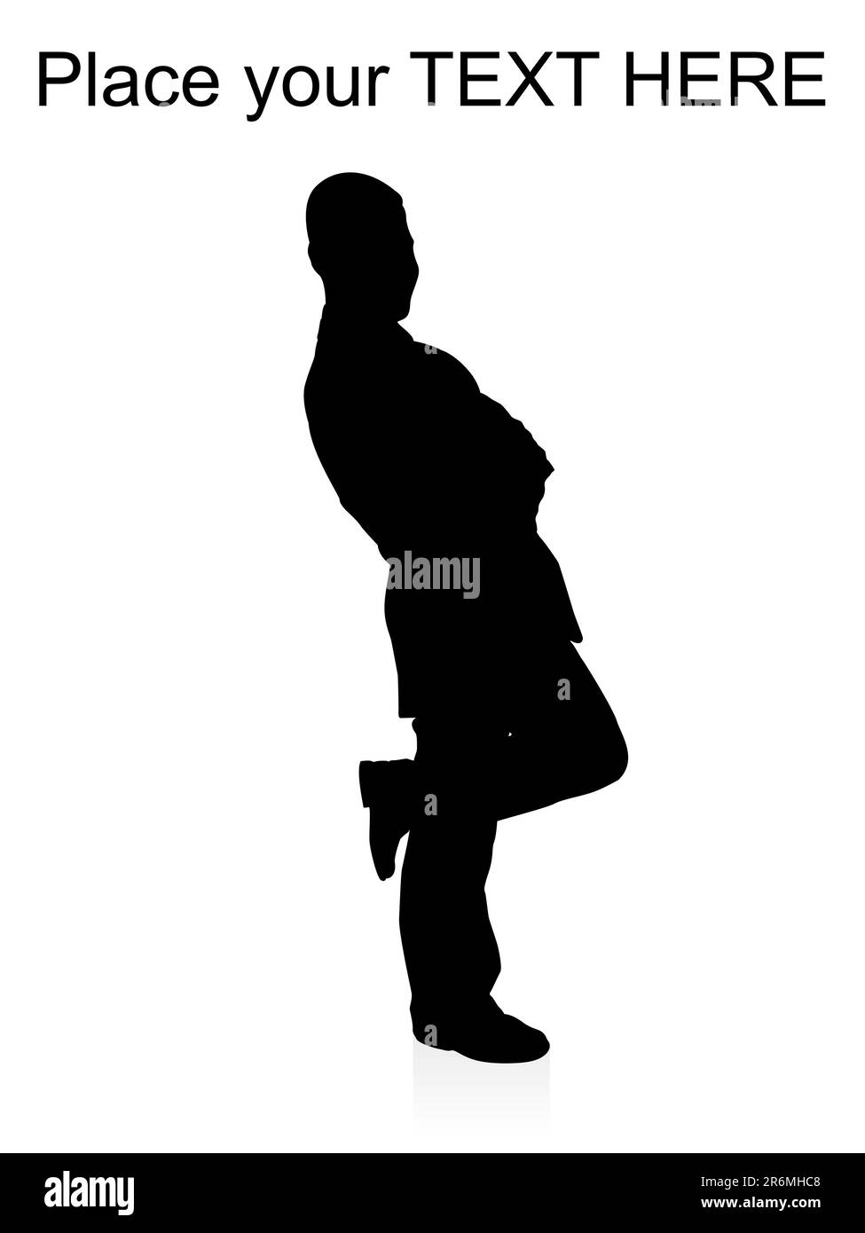 Silhouette eines professionellen Mannes, der auf einem Bein vor weißem Hintergrund steht Stock Vektor