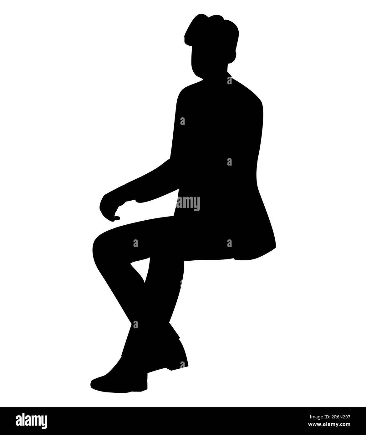 Schwarze Silhouette eines Mannes im Anzug, stilvoll, isoliert auf weißem Hintergrund Stock Vektor