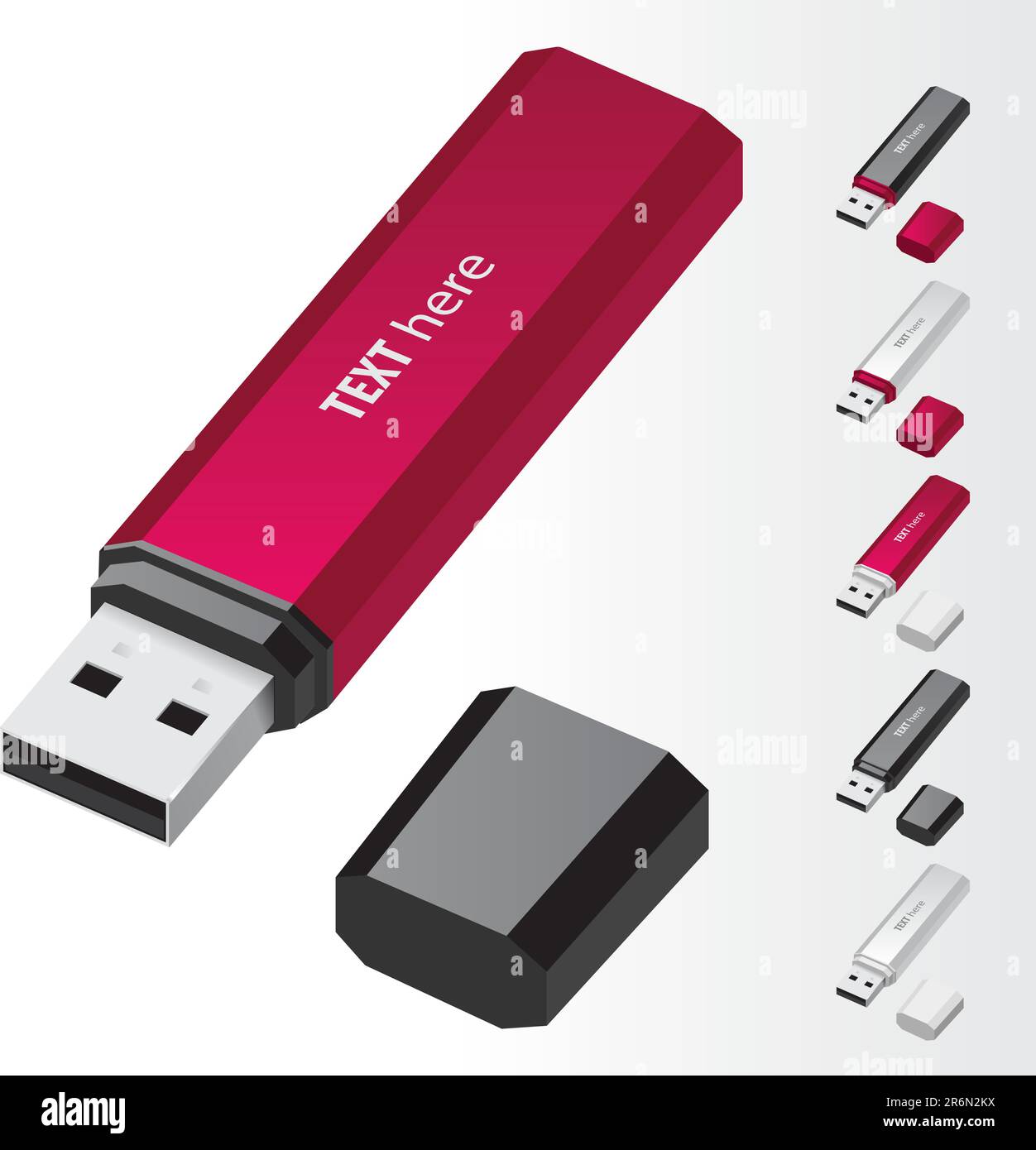 Crimson-Vektorsymbole für USB-Flash-Laufwerke Stock Vektor