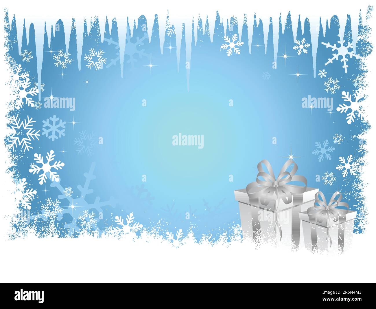 Weihnachten Hintergrund mit Eiszapfen und Geschenke Stock Vektor