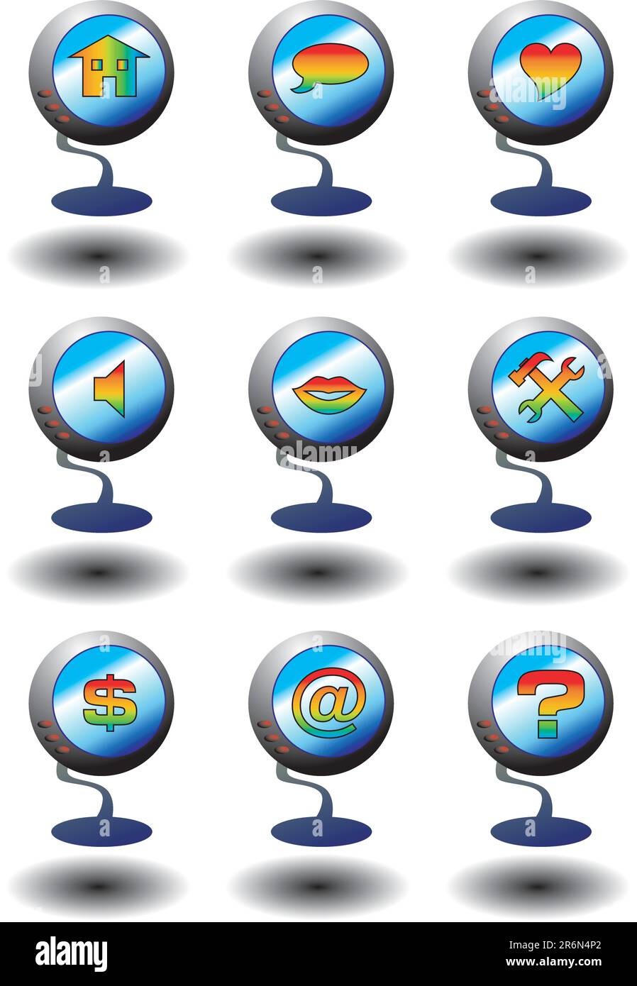 vektordarstellung für einen Satz Computersymbole auf einem 3D-fernseher Stock Vektor