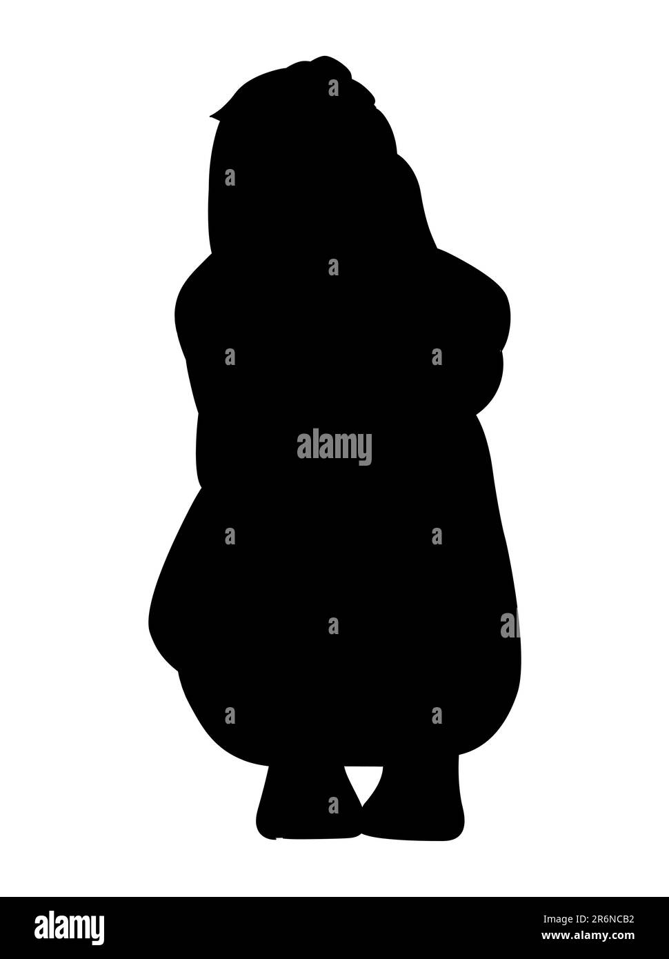 Schwarze Silhouette einer Frau, die gestresst sitzt, die Angst hat und Panikattacken hat, eine traurige und einsame Frau, isoliert auf weißem Hintergrund Stock Vektor