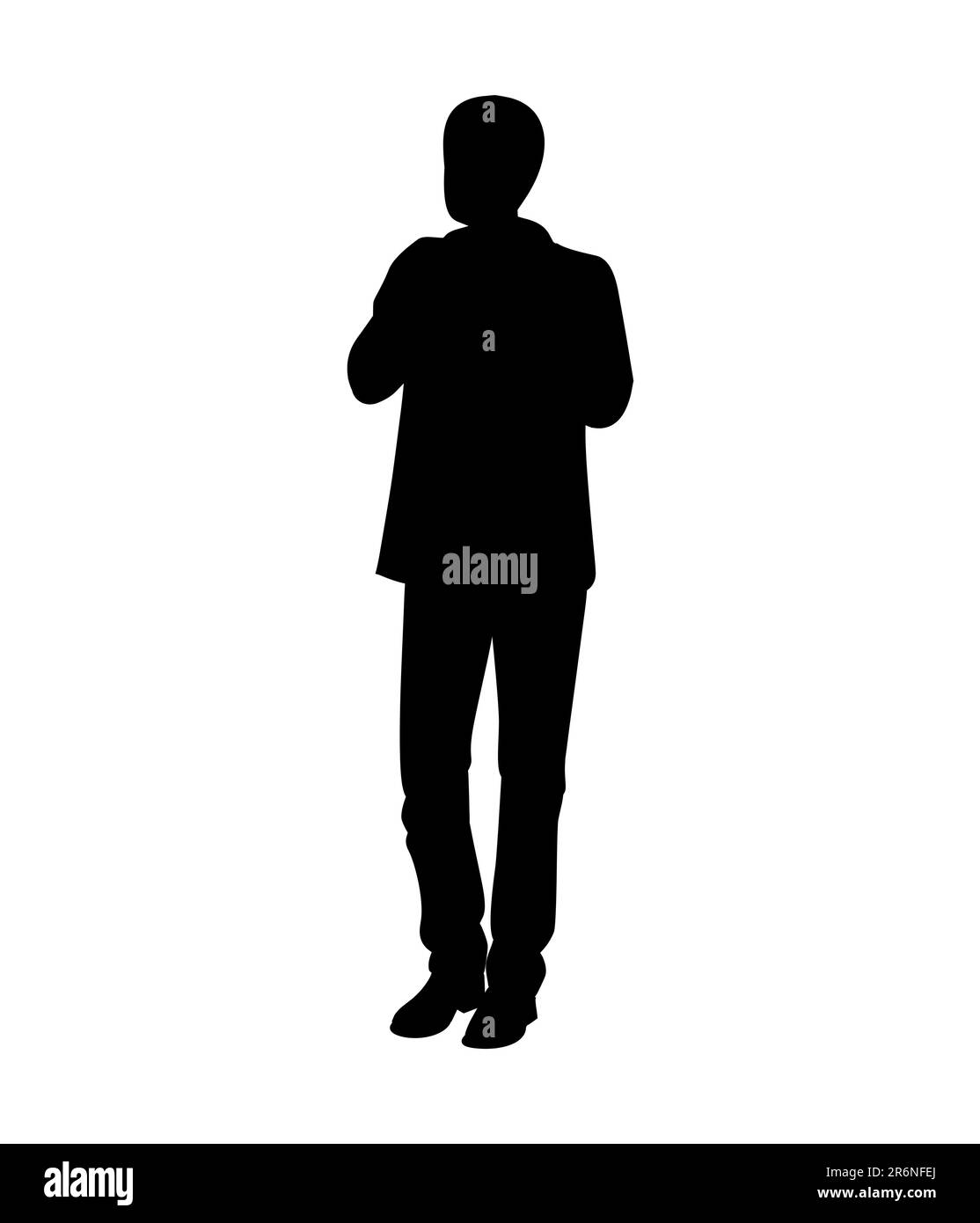 Schwarze Silhouette eines coolen Geschäftsmannes, der mit Stil steht, isoliert auf weißem Hintergrund Stock Vektor