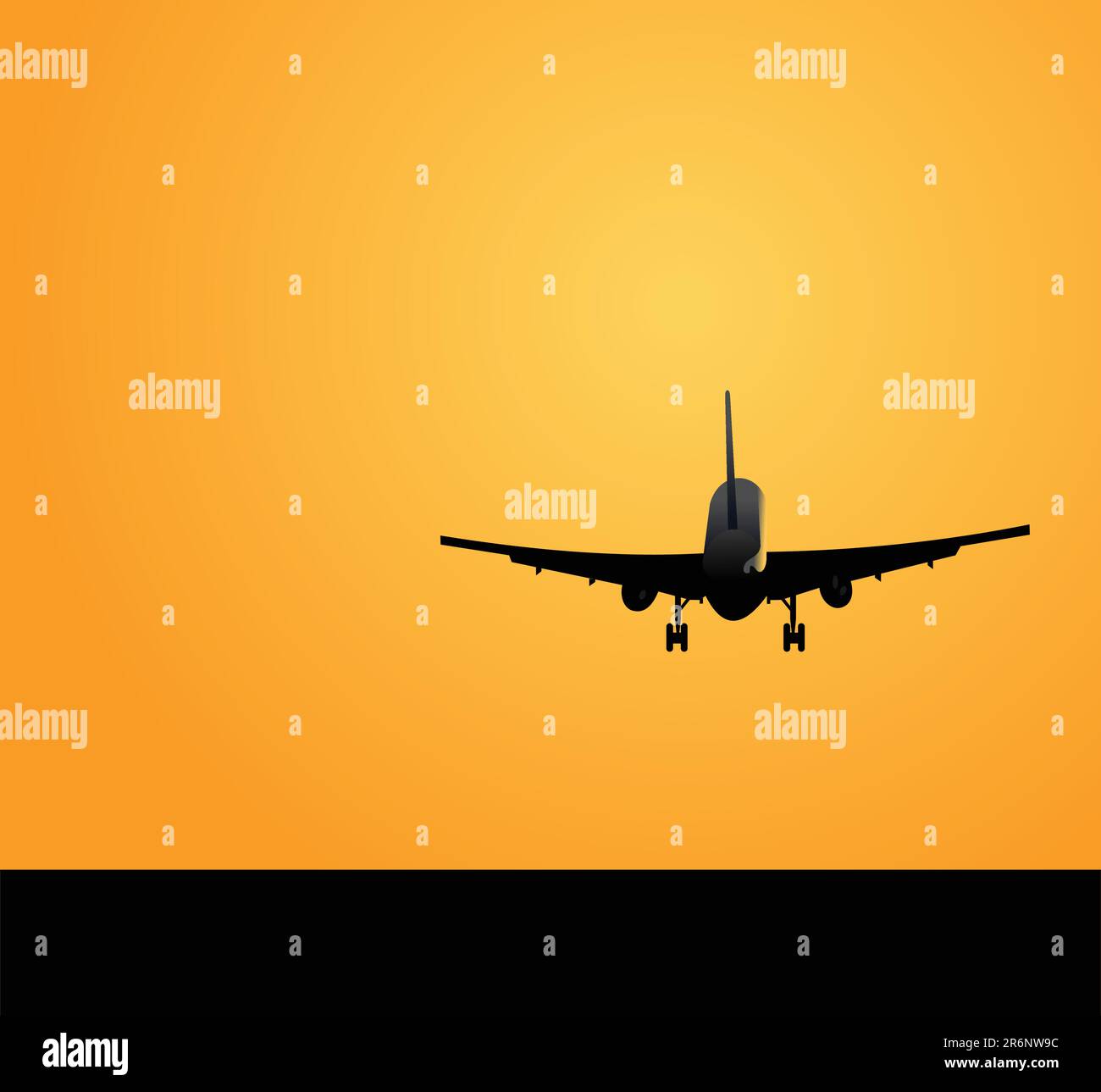 Vektor-Illustration des Flugzeugs gegen einen Rückgang Stock Vektor