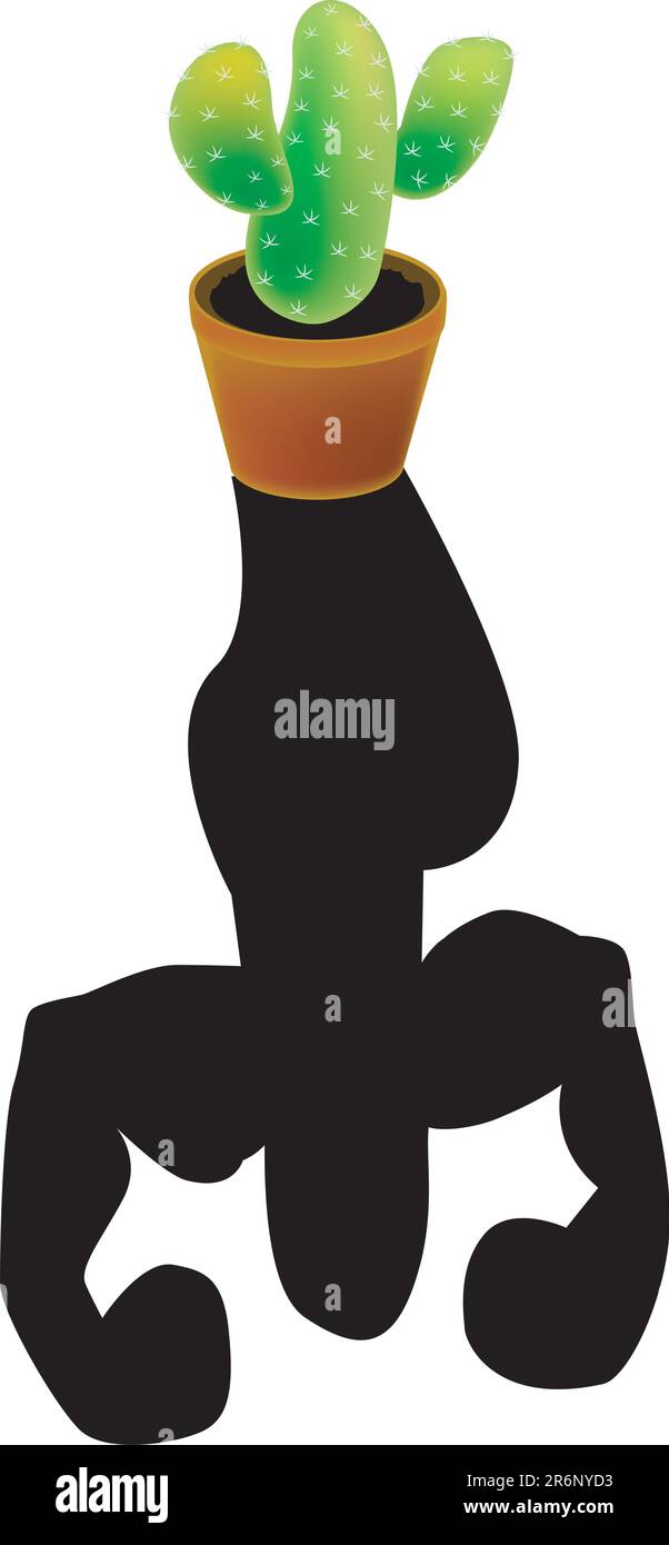 Eine Illustration, Vektor für einen Kaktus wird zu einem Muskelmann, Metaphern Stock Vektor