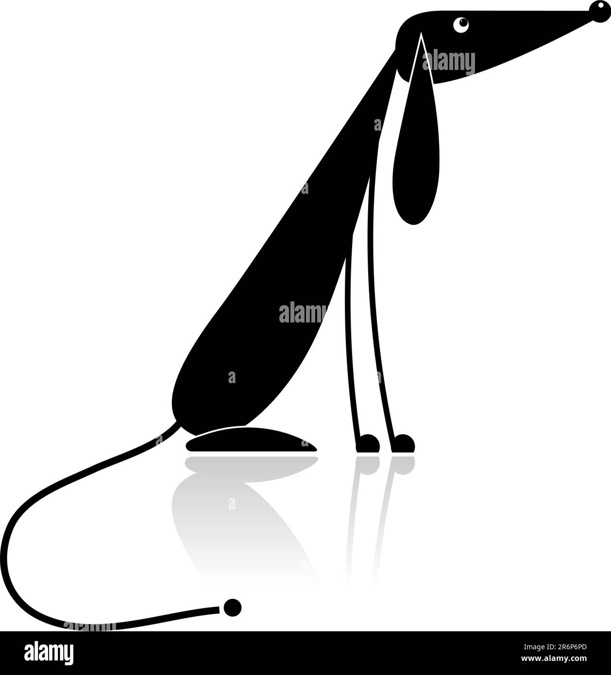 Lustige schwarzer Hund Silhouette für Ihr design Stock Vektor