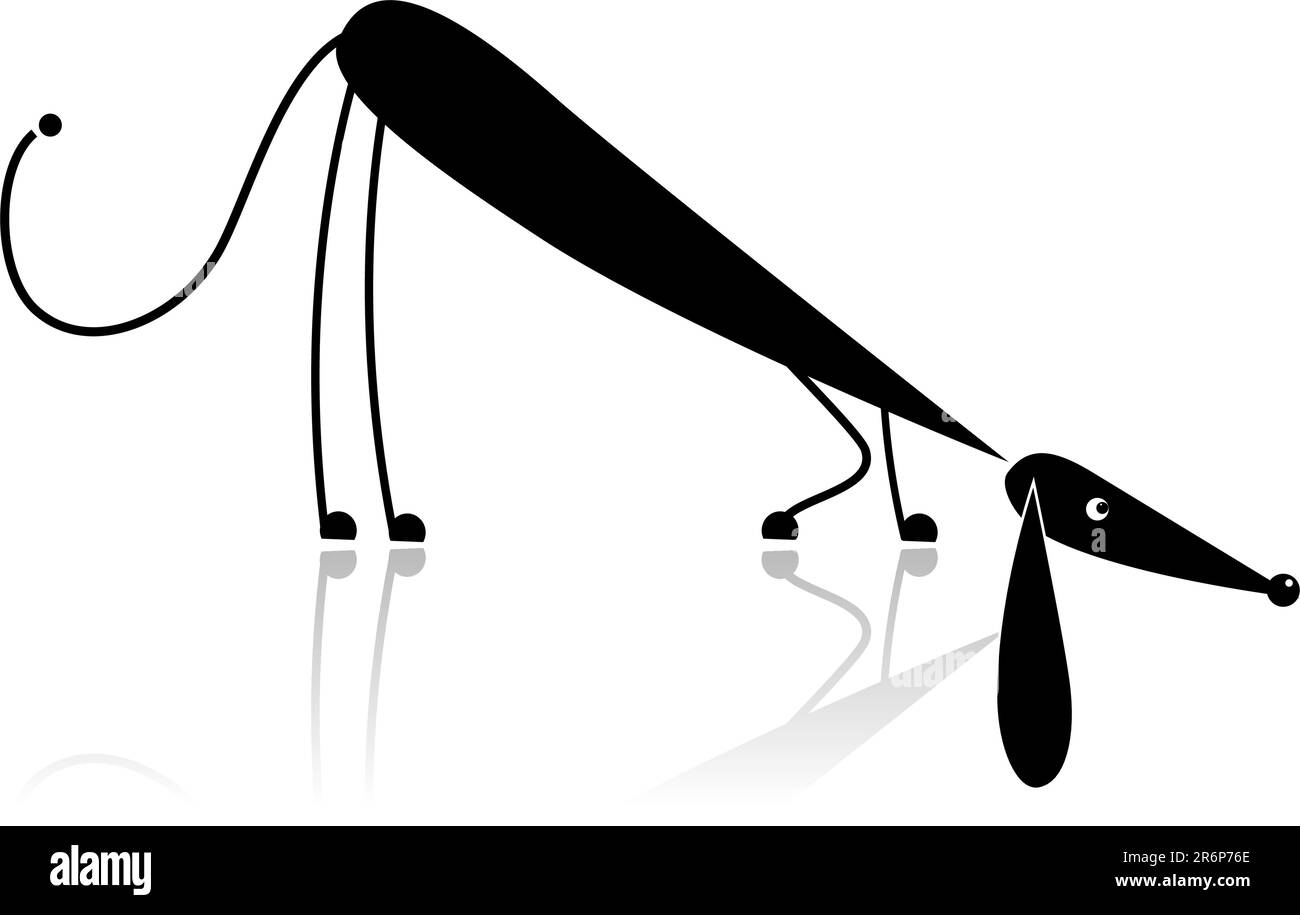 Lustige schwarzer Hund Silhouette für Ihr design Stock Vektor