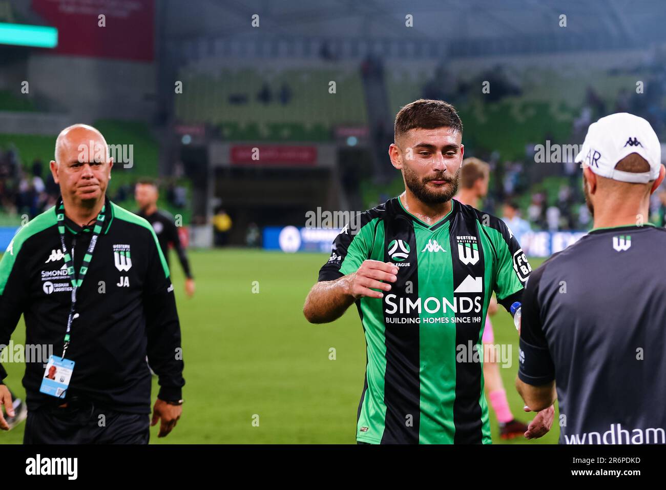 MELBOURNE, AUSTRALIEN - 1. APRIL: Ivan Vujica von Western United während des Hyundai A-League-Fußballspiels zwischen dem FC Western United und dem FC Melbourne City am 1. April 2021 im AAMI Park in Melbourne, Australien. Stockfoto