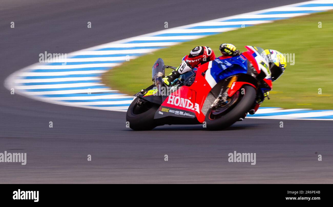 PHILLIP ISLAND, AUSTRALIEN - MÄRZ 01: Team HRC Rider Alvaro Bautista (19) während Runde 1 der Superbike-Weltmeisterschaft 2020 am 01. März 2020 auf dem Phillip Island Circuit in Victoria, Australien. Stockfoto