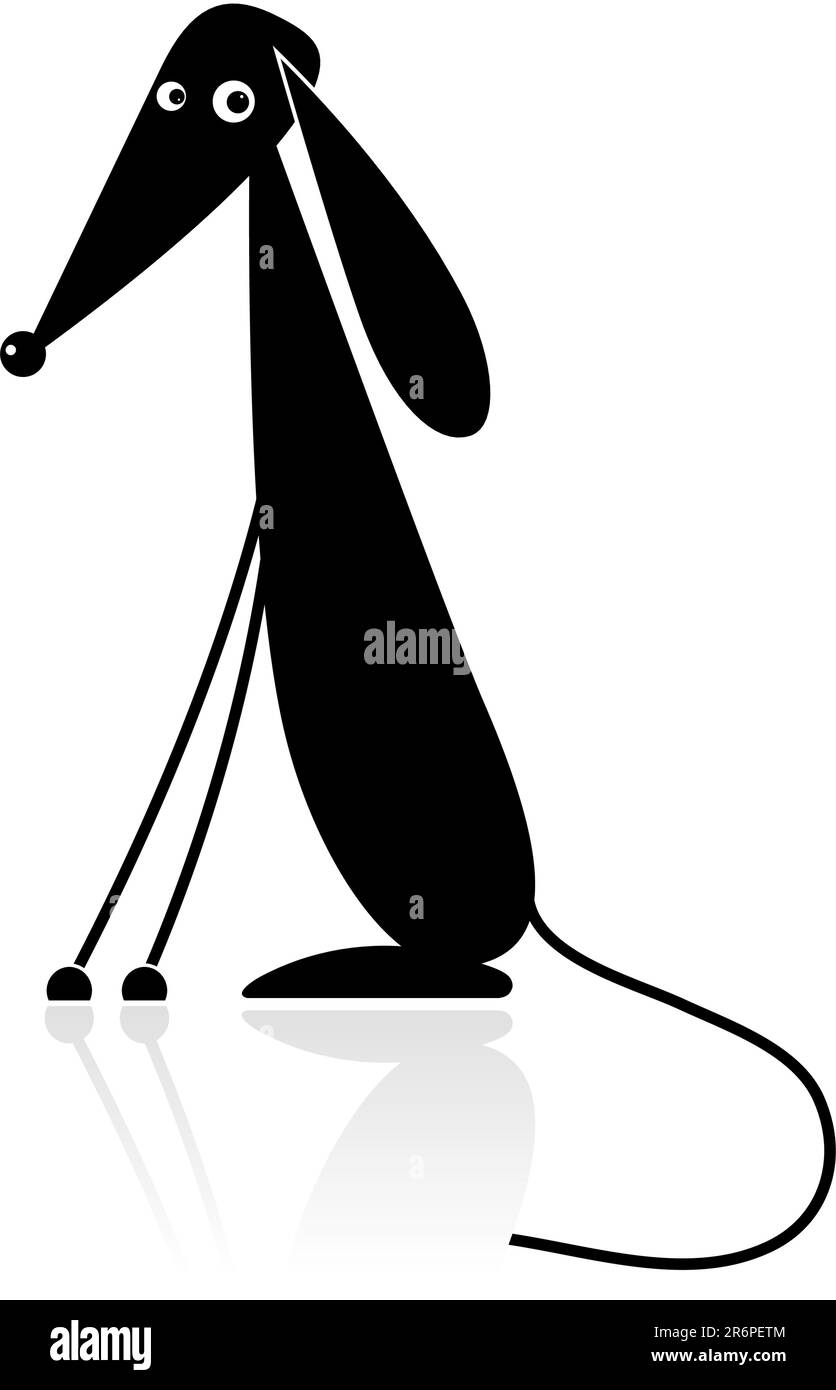 Lustige schwarzer Hund Silhouette für Ihr design Stock Vektor