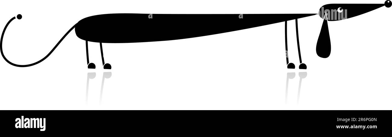 Lustige schwarzer Dackel Silhouette für Ihr design Stock Vektor