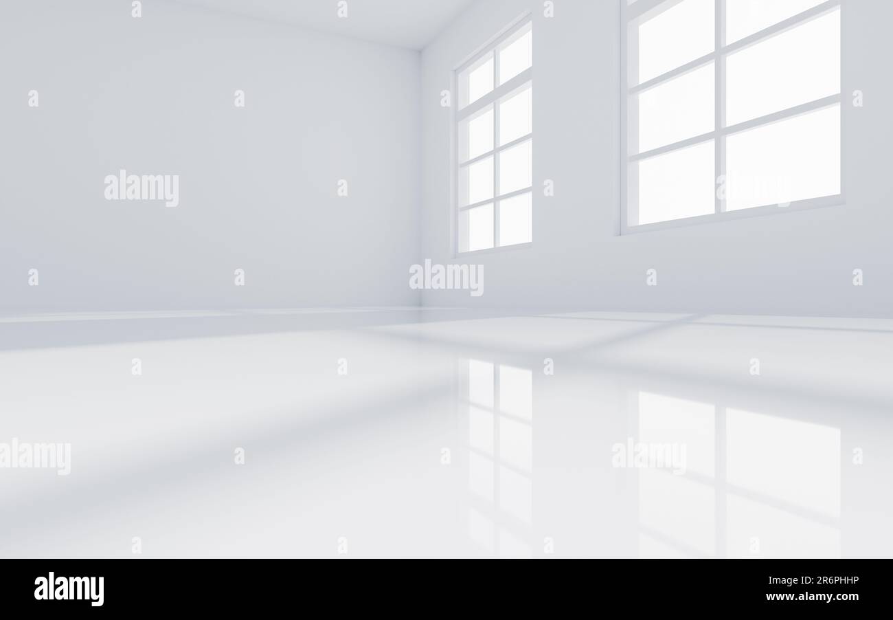 Leerer Raum mit Licht, 3D-Rendering. Digitale Zeichnung. Stockfoto