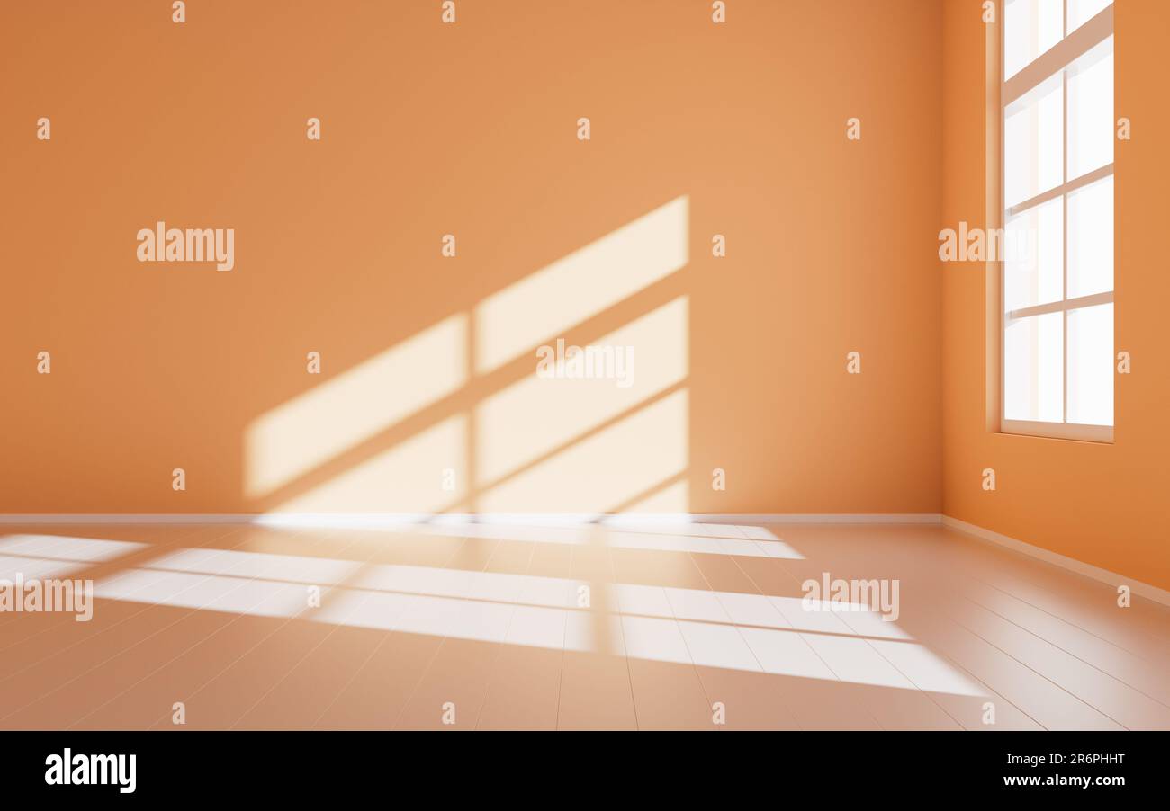 Leerer Raum mit Licht, 3D-Rendering. Digitale Zeichnung. Stockfoto
