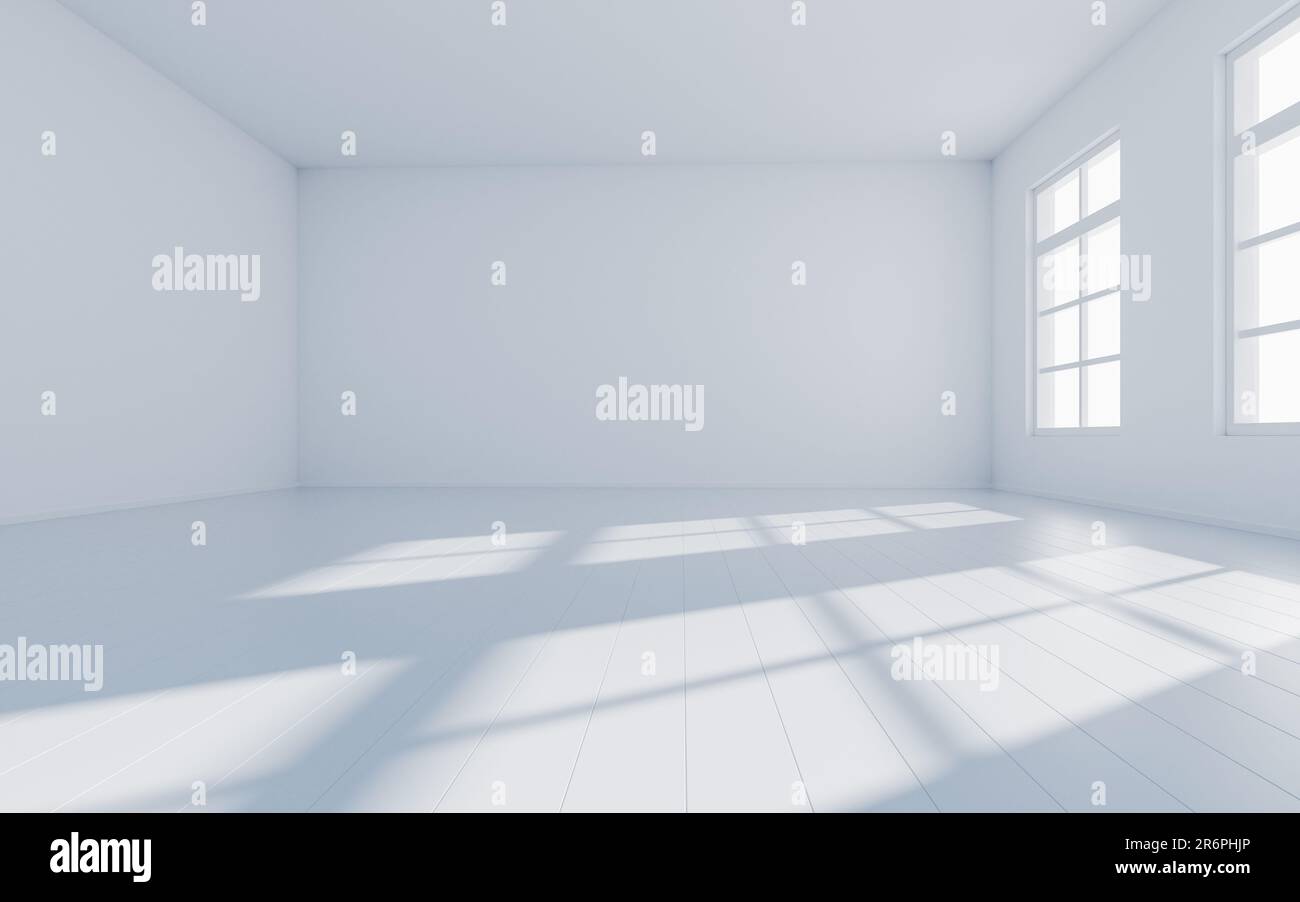 Leerer Raum mit Licht, 3D-Rendering. Digitale Zeichnung. Stockfoto