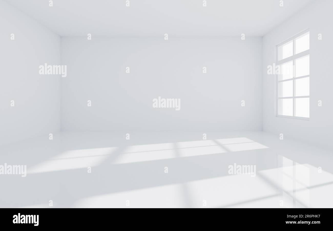 Leerer Raum mit Licht, 3D-Rendering. Digitale Zeichnung. Stockfoto