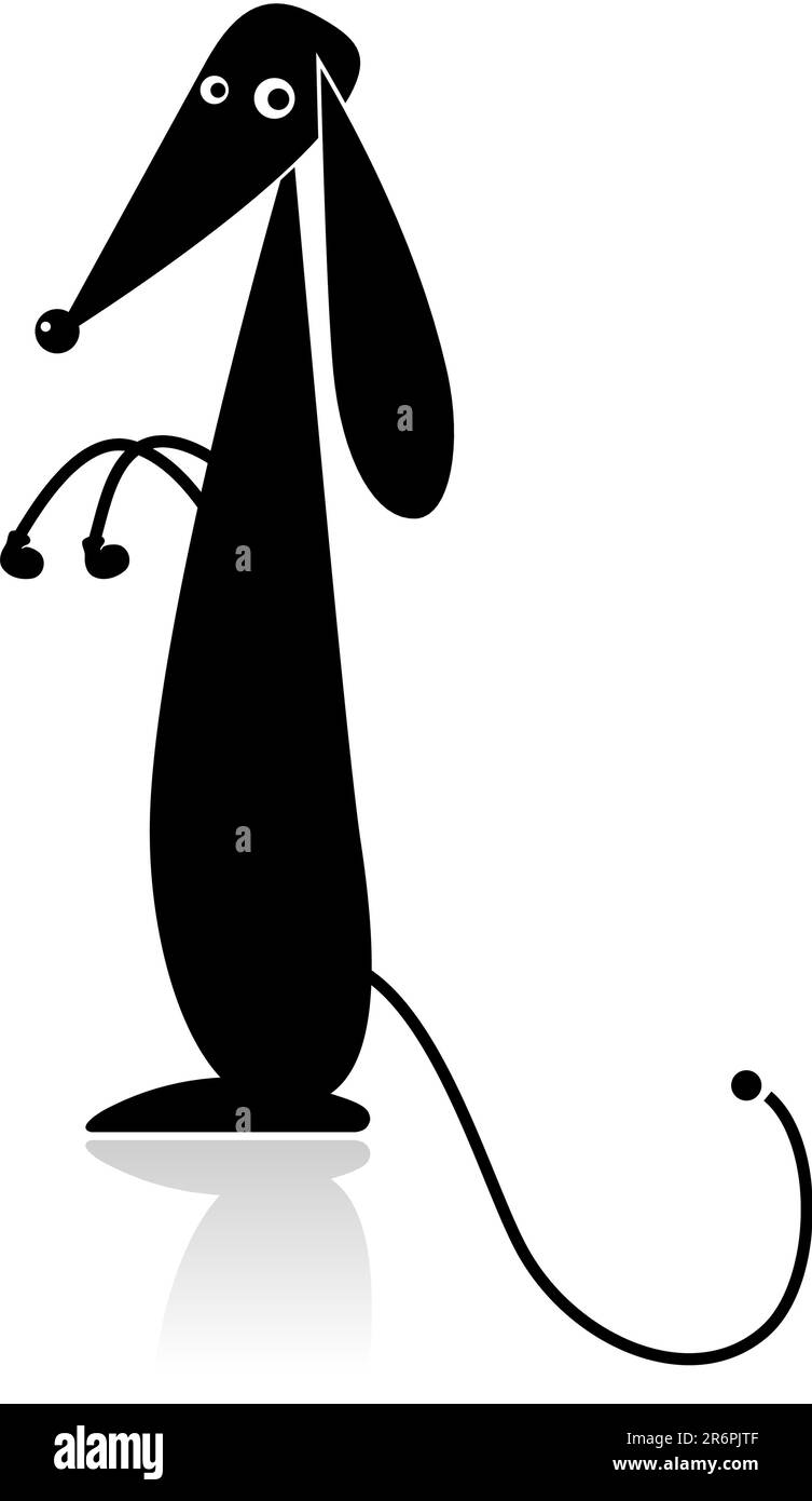 Lustige schwarzer Hund Silhouette für Ihr design Stock Vektor