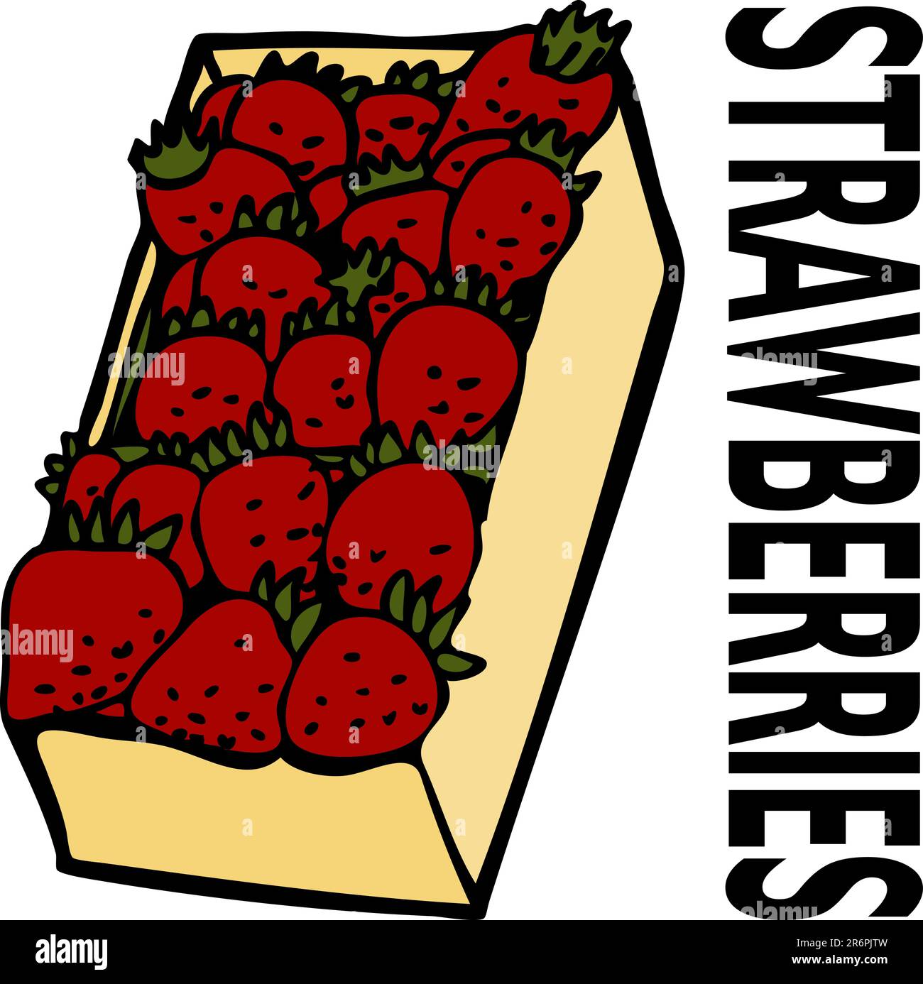 Ein Bild von einem Feld Erdbeeren. Stock Vektor