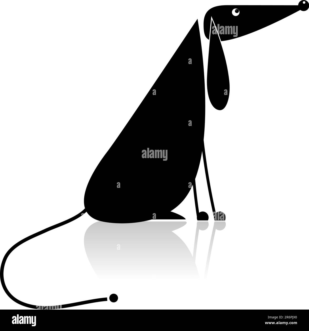 Lustige schwarzer Hund Silhouette für Ihr design Stock Vektor