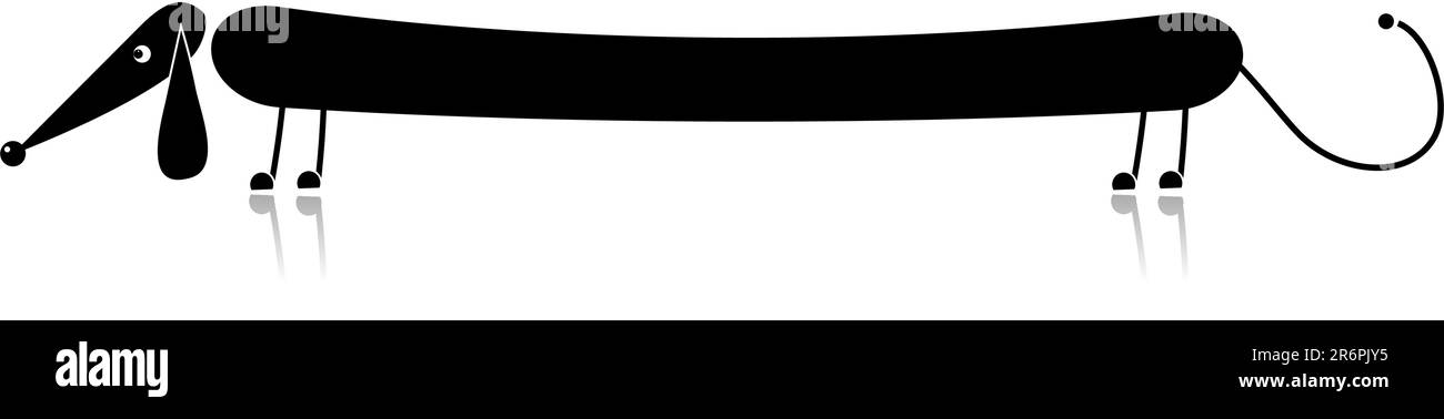 Lustige schwarzer Hund Silhouette für Ihr design Stock Vektor