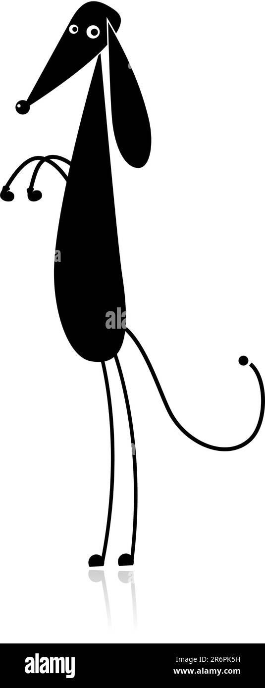 Lustige schwarzer Hund Silhouette für Ihr design Stock Vektor